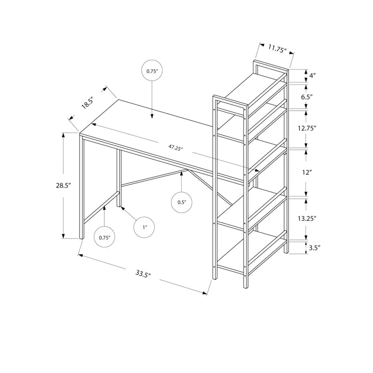 4 FT Home Office Writing Desk with Storage - White & Gray or Espresso & Gray | Modern Computer Desk for Small Spaces | Perfect for Remote Work, Study & Home Office Setup