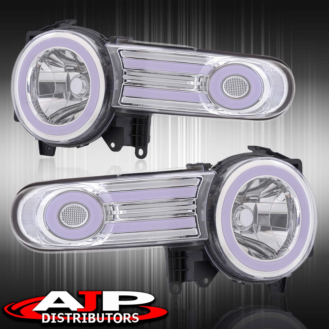 LED Halo DRL Headlights for Toyota FJ Cruiser 2007-2014 - Chrome Housing, Clear Lens - Off-Road & Night Driving