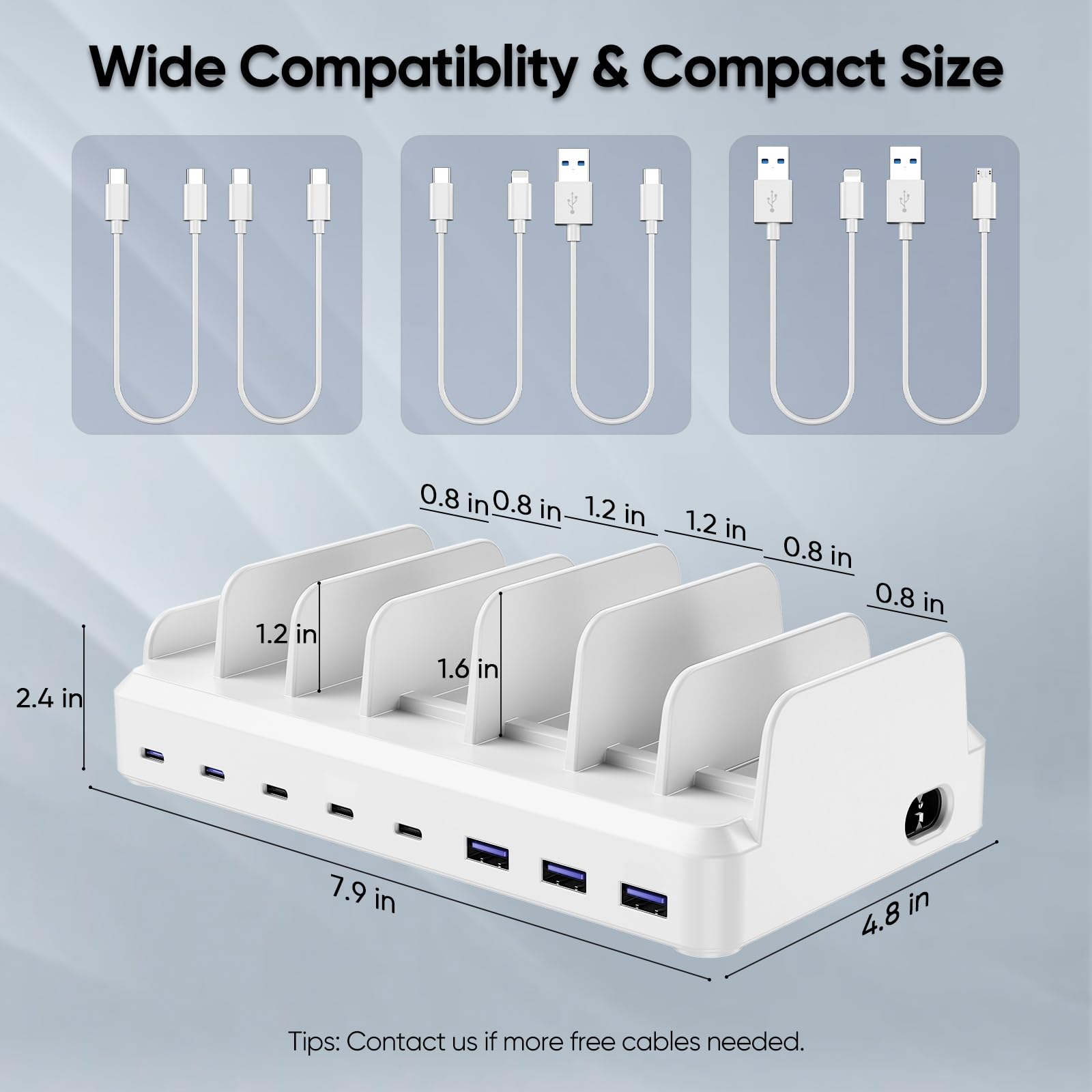 300W 8-Port USB C Charging Station - Fast Charge for MacBook iPhone 15 iPad - Perfect for Home & Office