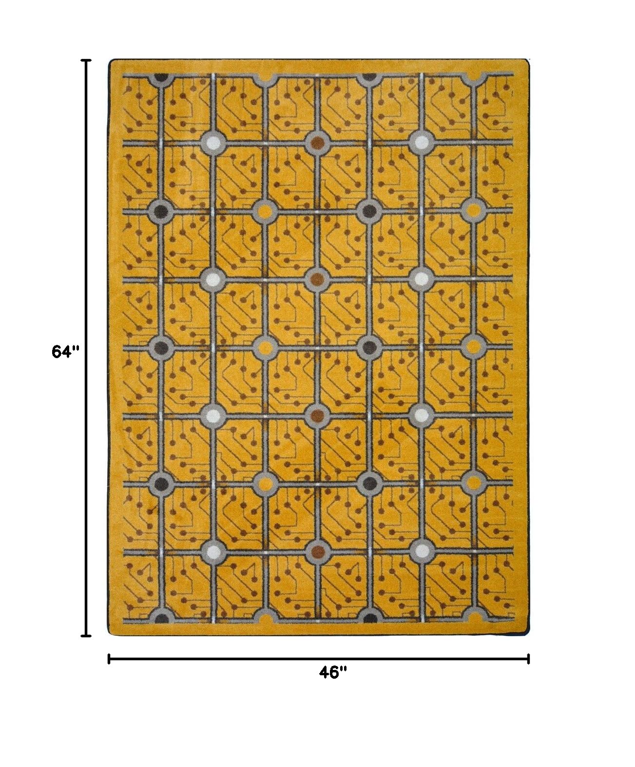 Joy Carpets Kaleidoscope Electrode Whimsical Area Rugs in Gold - Soft Non-Slip Kids Playroom & Nursery Rug for Home Decor