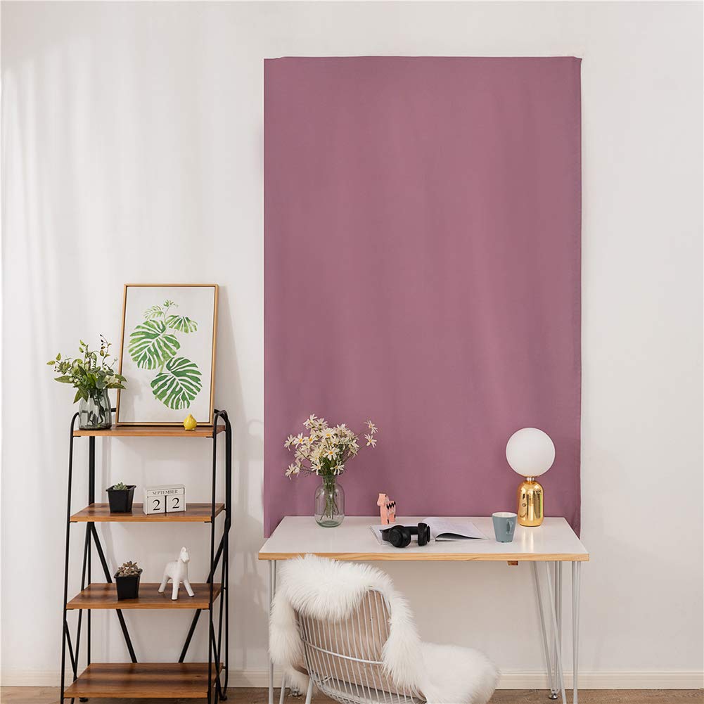 BOYOUTH Solid Color No-Hole Hook & Loop Fastener Blackout Curtains - 35 x 59 Inches, Purple, 1 Panel for Bedroom, Living Room, Study | Perfect for Small Windows, Light Blocking & Privacy Protection