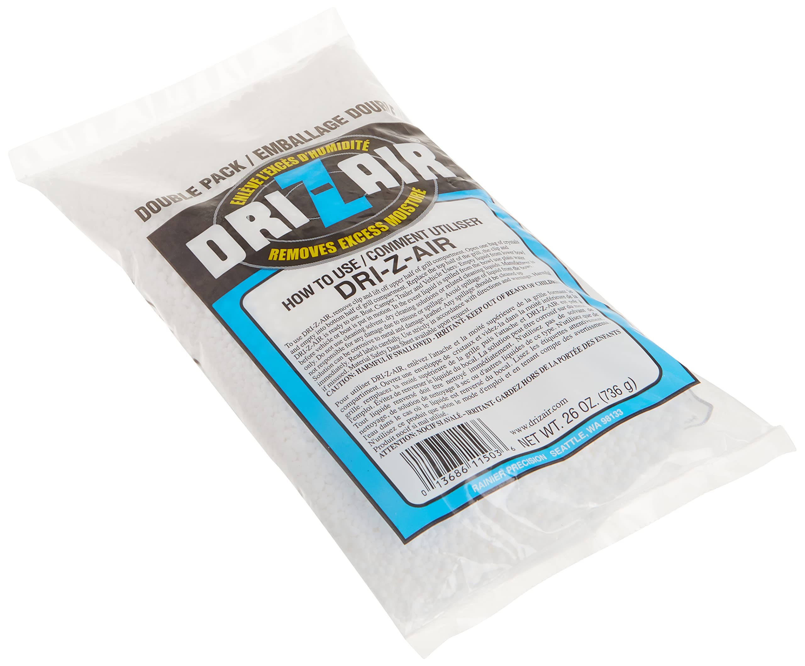 Dri-Z-Air DZA-60 60-Ounce Moisture Absorber Refill Crystals | Dri-Z-Air DZA-26 Dehumidifier Refill Pack | High-Efficiency Moisture Control for Closets, Basements & RVs