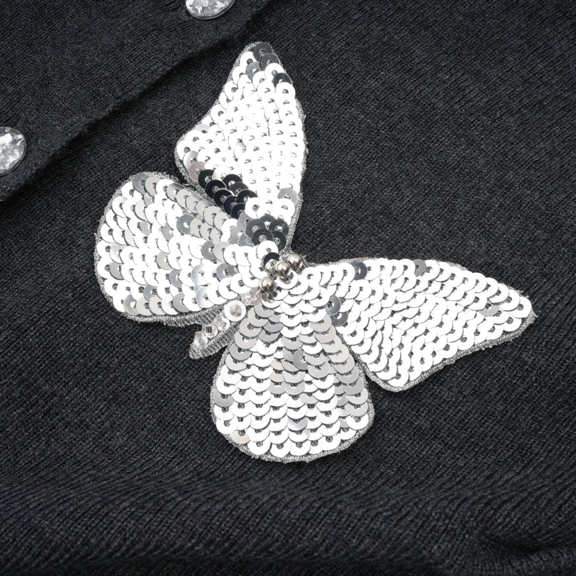 Elegant Grey Sequin Butterfly Cardigan for Women - Perfect for Parties, Weddings & Evening Events