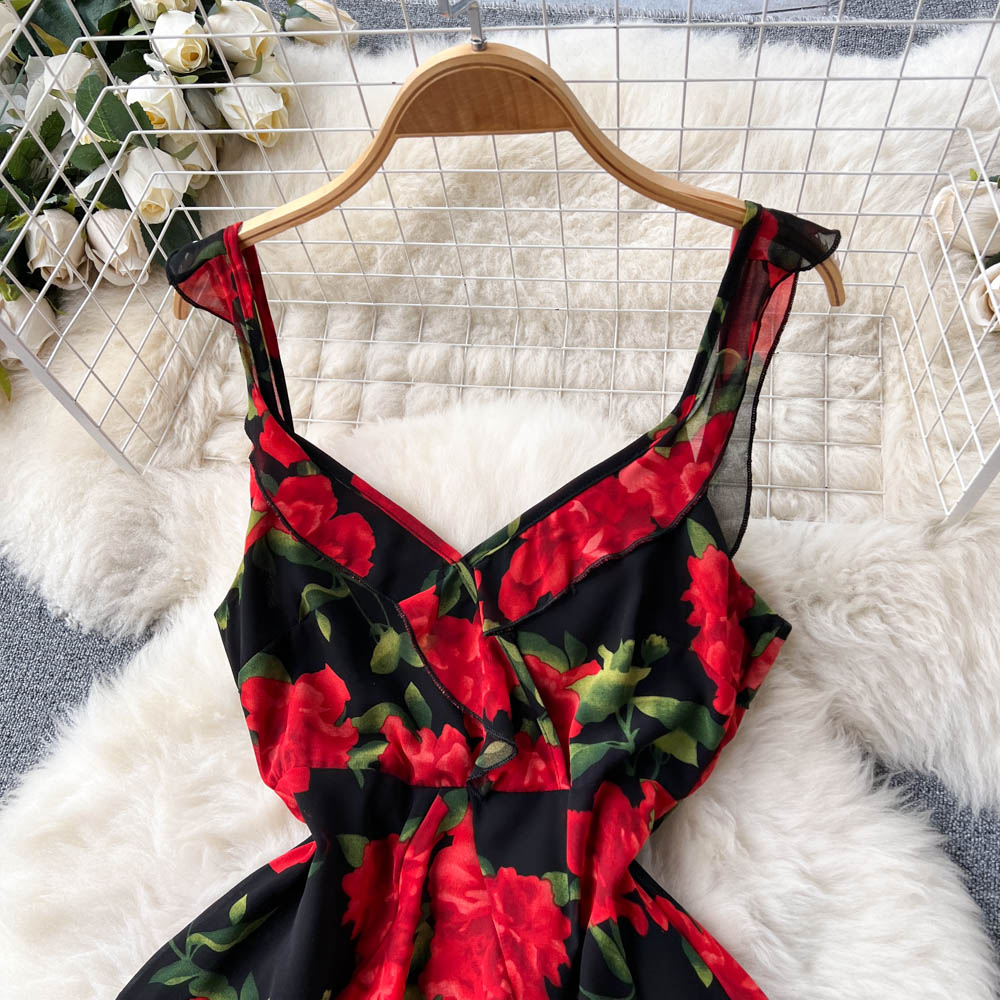 Fairy Floral Dress for Women - Sexy Backless Ruffled Chiffon Skirt with Elegant Design | Perfect for Summer Parties, Weddings & Date Nights