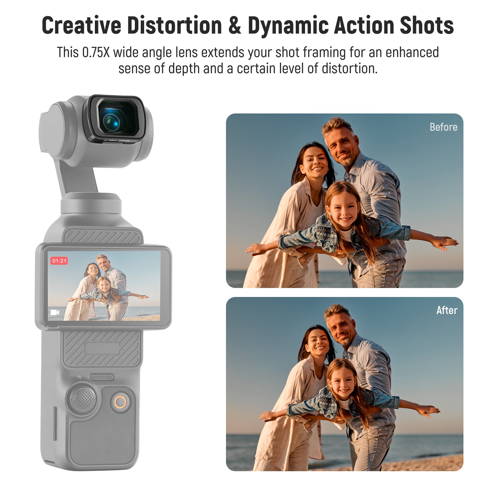 NEEWER LS 45 0.75x Wide Angle Lens for DJI Osmo Pocket 3 - Professional Photography & Vlogging Accessory - Perfect for Travel, Adventure & Content Creation
