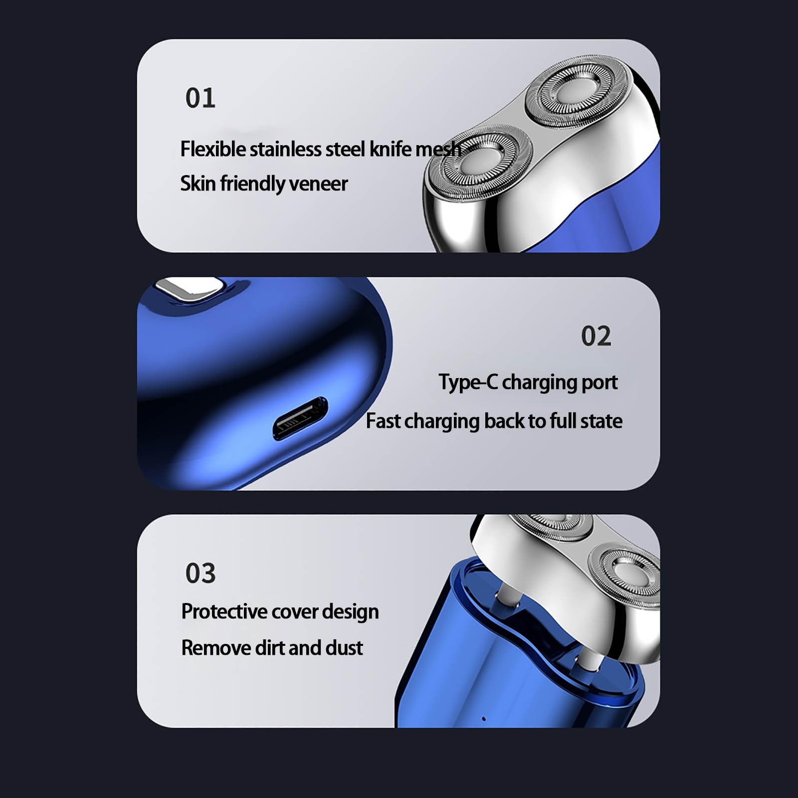 Mini Electric Razor for Men - Portable Wet/Dry Shaver with Double-Ring Magnetic Cutter, Full Body Washable Design for Face, Chest & Leg Hair Removal - Travel & Gym Friendly (Green)