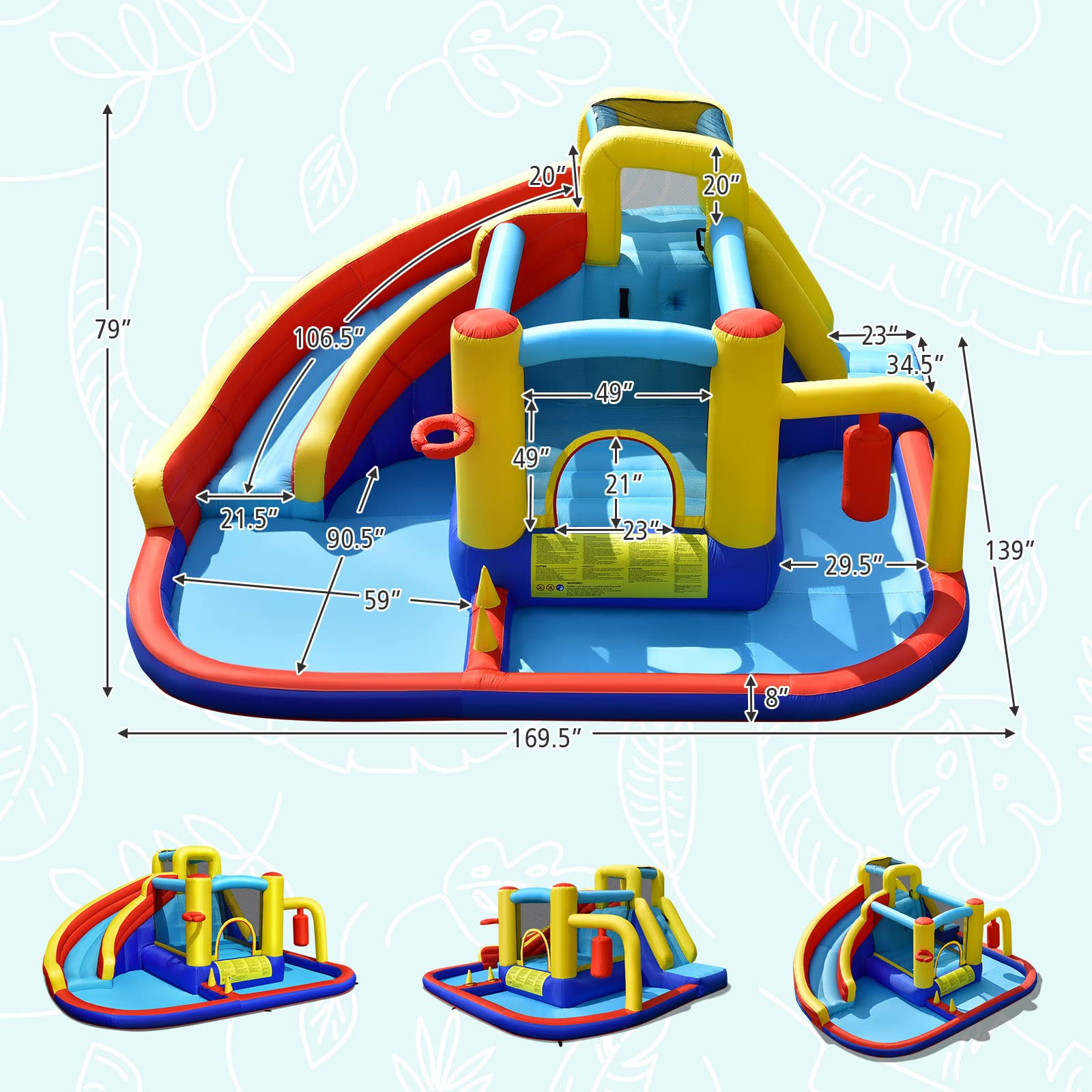 **HONEY JOY 7-in-1 Inflatable Water Slide & Bounce House for Kids & Adults - Giant Blow Up Water Park with Splash Pool, Outdoor Backyard Fun (Blower Not Included) - Perfect for Summer Parties, Birthdays, and Family Gatherings**