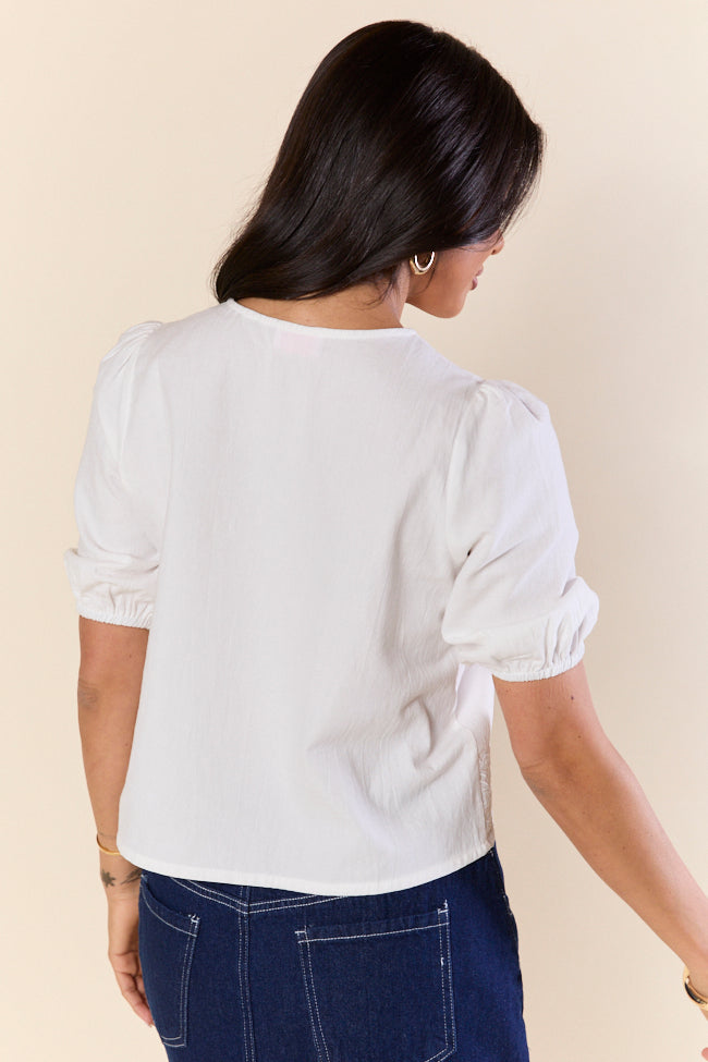 Elegant Ivory Floral Embroidered Blouse for Women - Boho Chic Summer Top - Perfect for Casual Outings & Date Nights