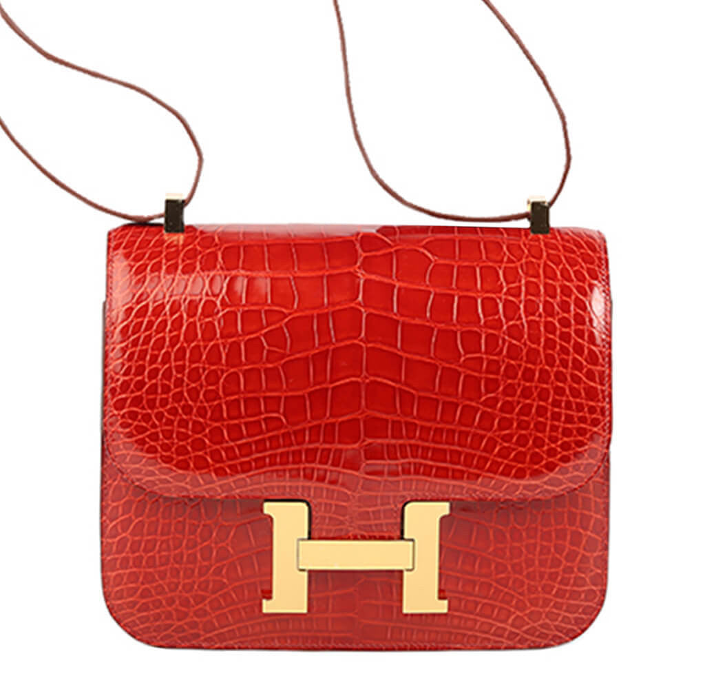 Luxury Hermès Constance 24 Handbag in Sanguine Alligator Leather - Elegant Designer Shoulder Bag for Women | Perfect for Parties, Weddings & Special Occasions