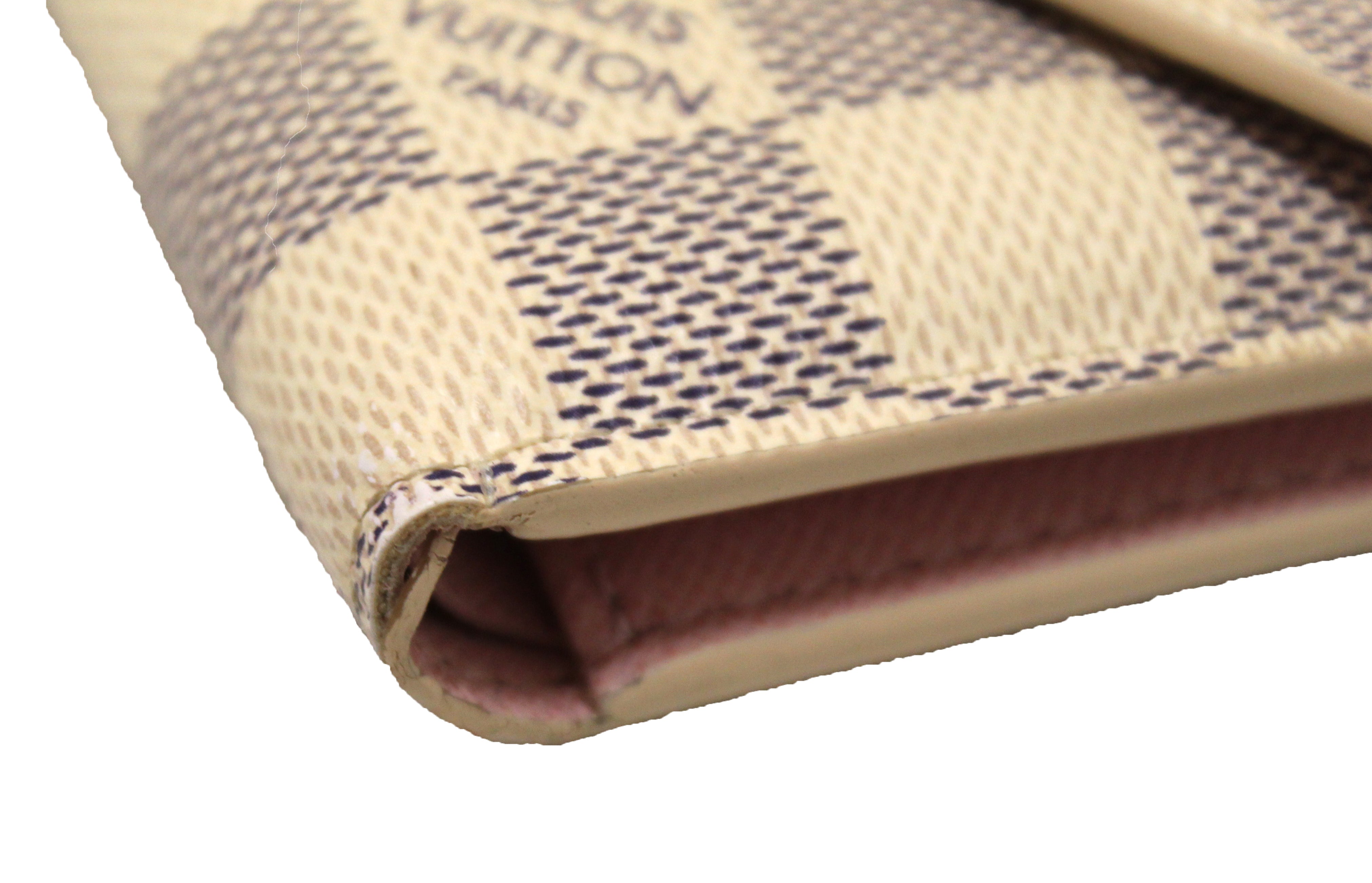 Authentic Louis Vuitton Damier Azur Rose Ballerine Pink Victorine Wallet - Luxury Women's Compact Wallet for Everyday Use, Travel & Special Occasions
