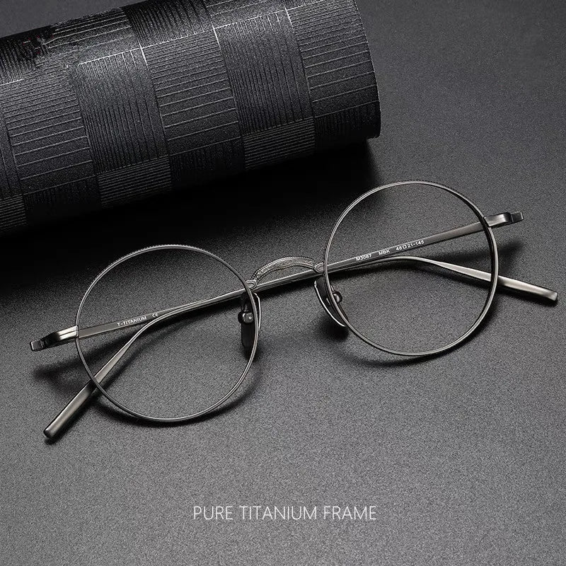 Aimee Unisex Full Rim Round Titanium Eyeglasses Frame 133087 - Lightweight Durable Glasses for Work, Reading & Everyday Wear