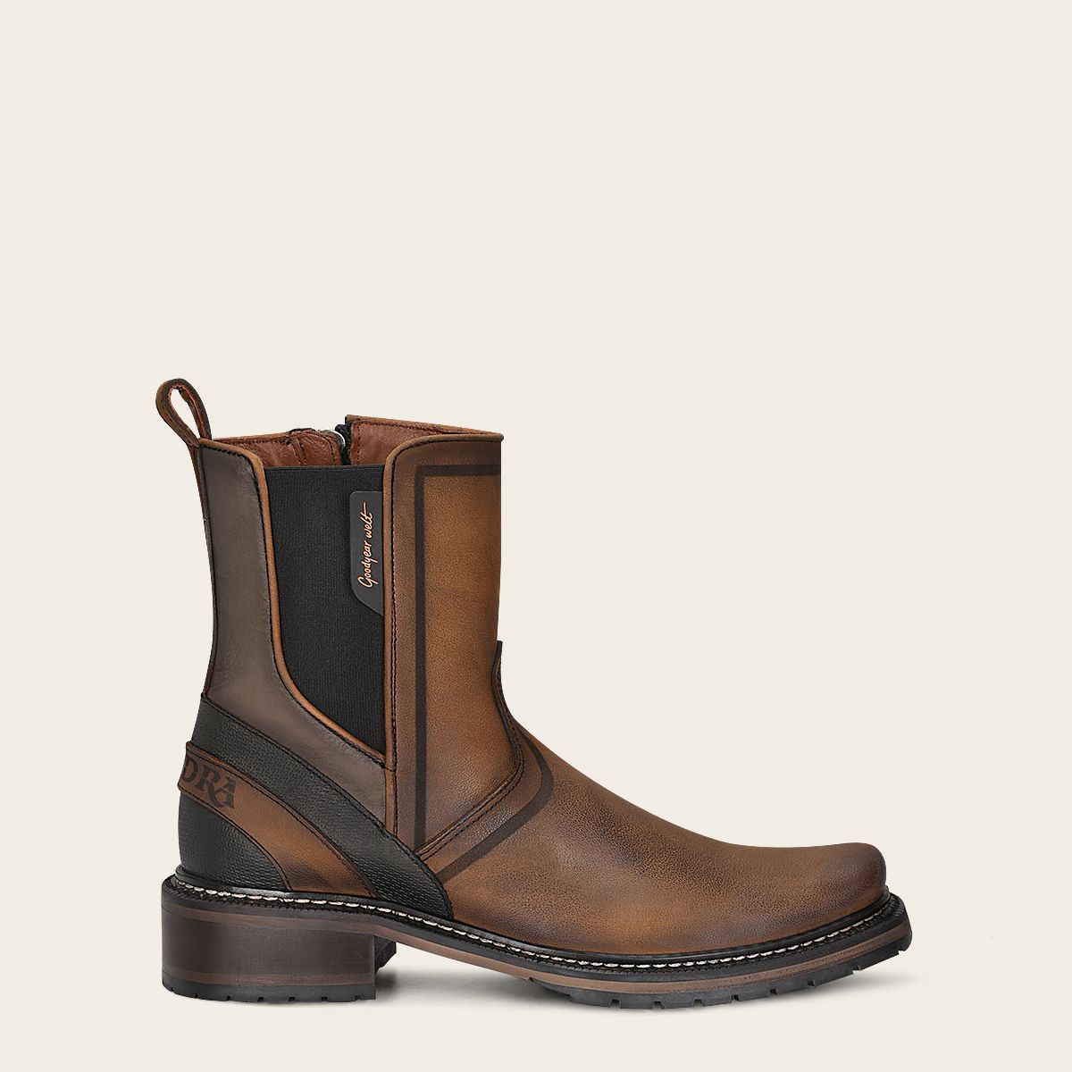 Men's Brown Casual Cowhide Chelsea Ankle Boots - Western Cowboy Style for Everyday Wear & Outdoor Adventures