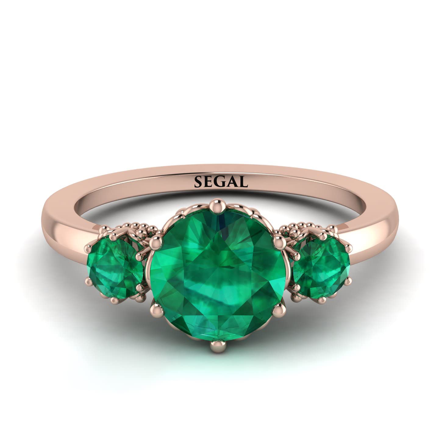 3 Stone Emerald Engagement Ring for Women - 18K/14K Rose Gold Classic Wedding Band, Natural Emerald Jewelry Gift for Her | Perfect for Proposals, Anniversaries & Special Occasions
