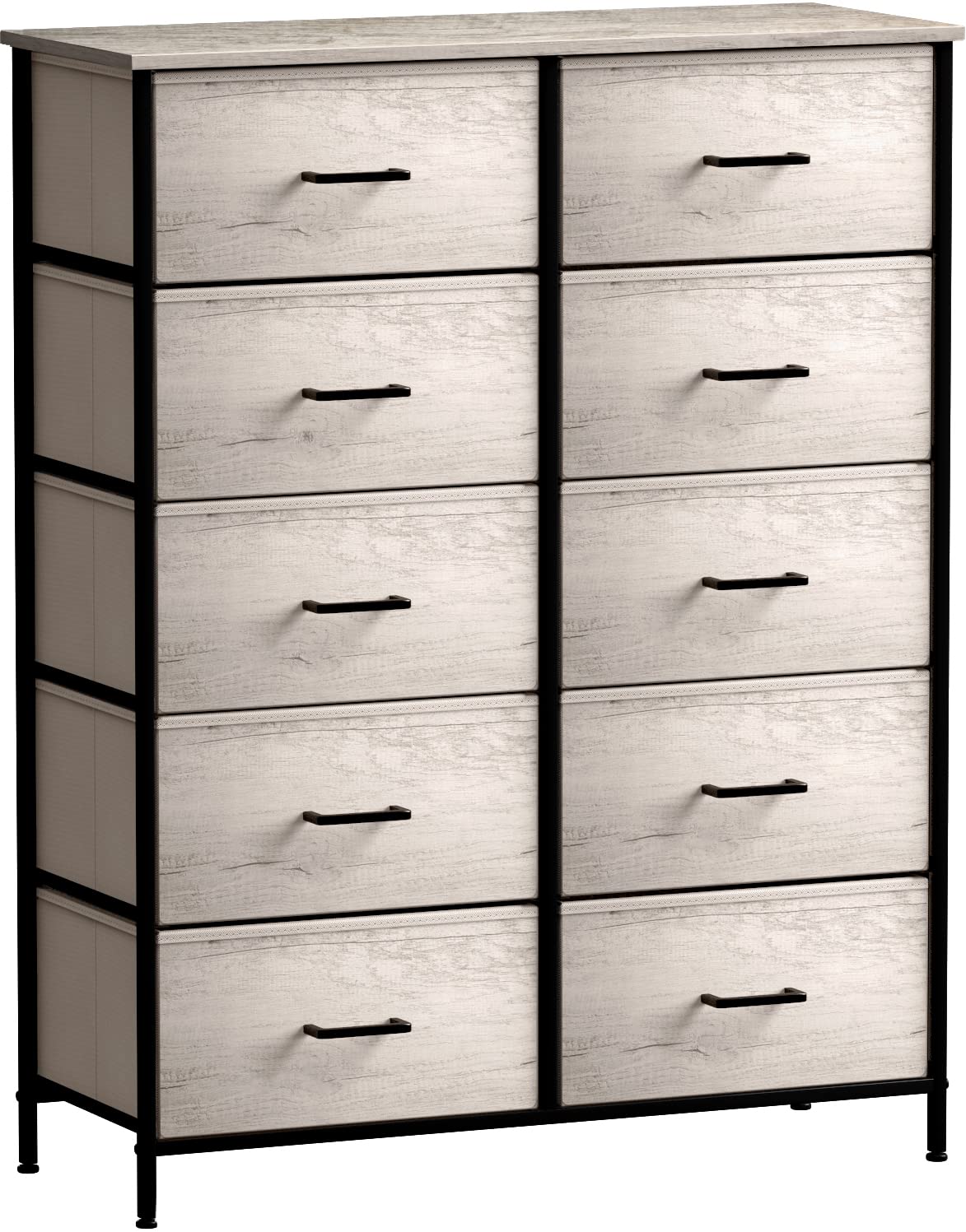 Sorbus 10-Drawer Dresser Organizer with Steel Frame & Wood Top - Fabric Bin Storage Chest for Clothes, Bedroom, Closet & Living Room - Space-Saving Home Furniture for Small Apartments & Dorm Rooms