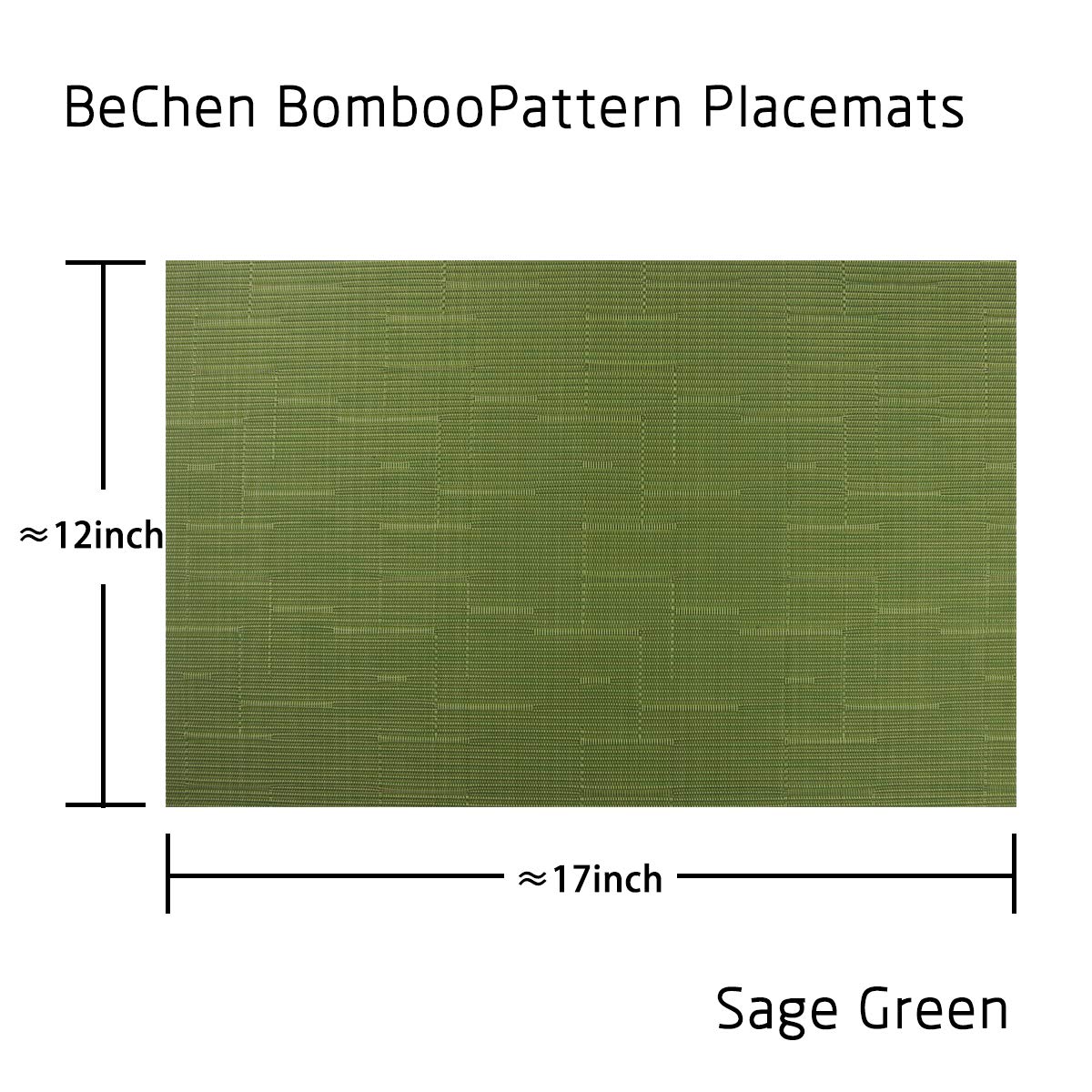 Washable Vinyl Placemats Set of 4 - Easy Clean Woven Table Mats for Dining Room, Kitchen, Office (Sage Green) | Durable & Stylish Home Decor for Everyday Meals, Parties & Events