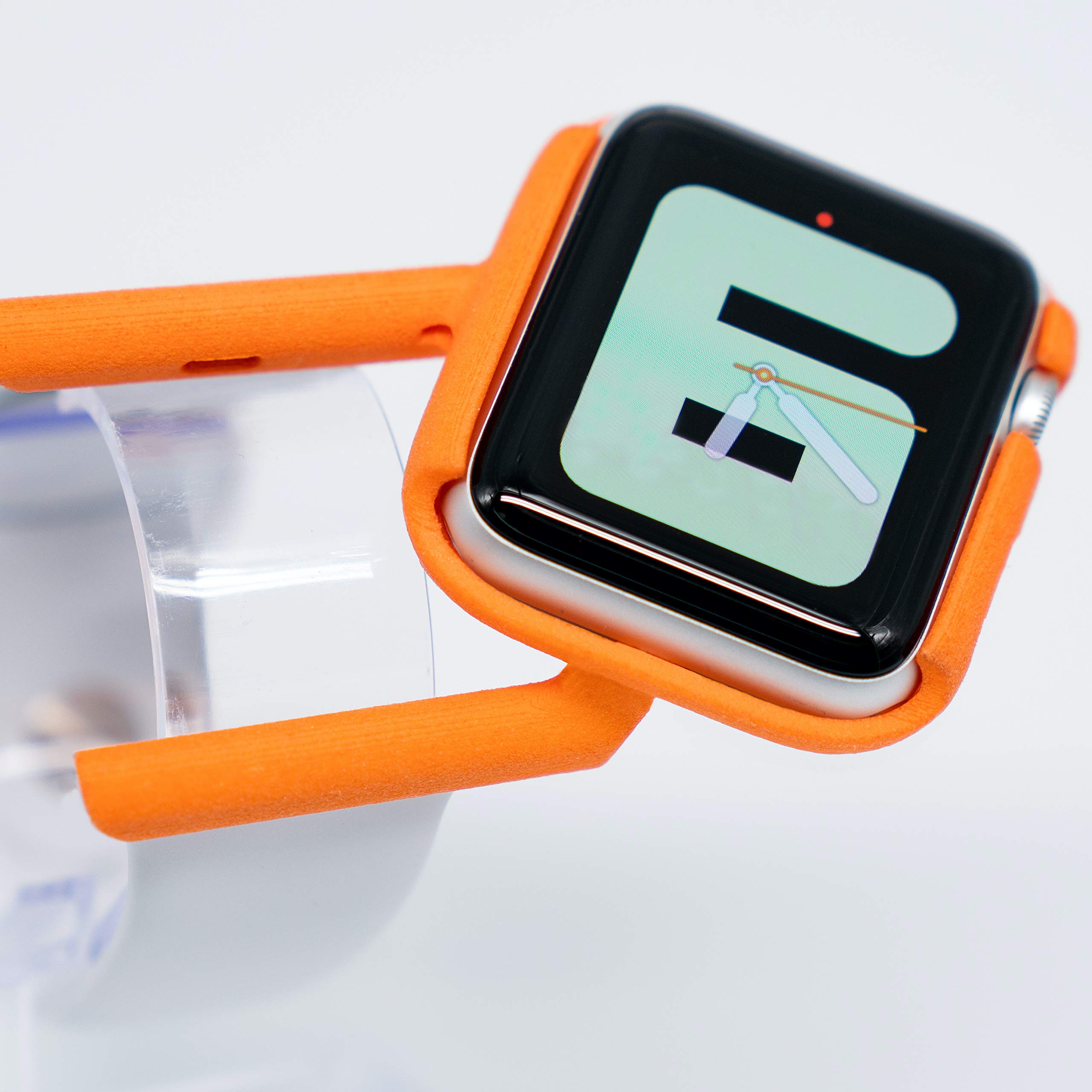 TILT Adjustable Apple Watch Band - Ergonomic Tilted Stand Holder for Apple Watch Series 9/8/7/SE - Orange Sports Strap for Cycling, Running, Hiking, Driving & Gaming - Perfect Workout Companion & Multi-Angle Viewing for Office Desk Use