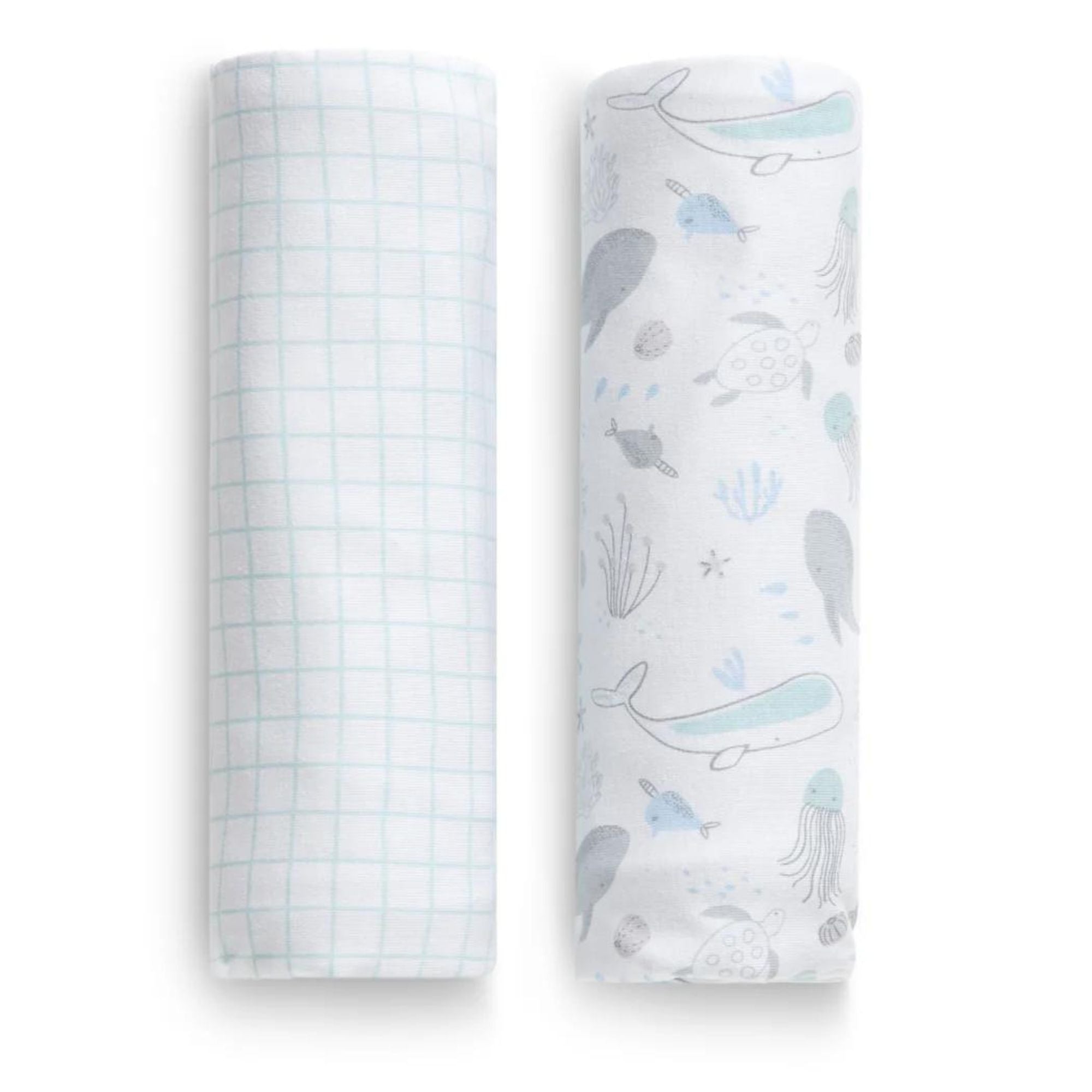100% Organic Jersey Cotton Baby Receiving Blankets - Soft & Breathable Newborn Swaddle Blankets (2 Pack) - Perfect for Swaddling, Nursing & Stroller Use