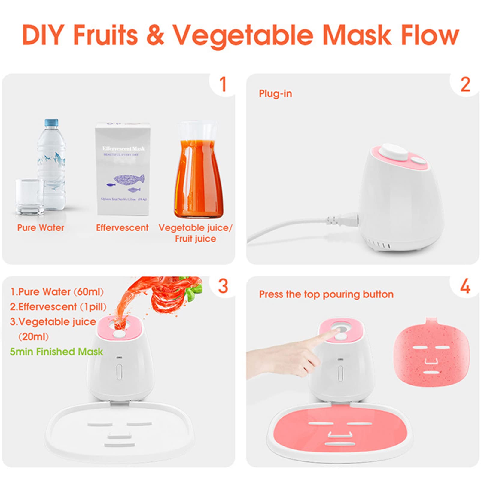Automatic DIY Facial Mask Maker Machine for Homemade Fruit & Vegetable Masks - Intelligent Voice Control for Moisturizing & Whitening Skincare at Home or Spa