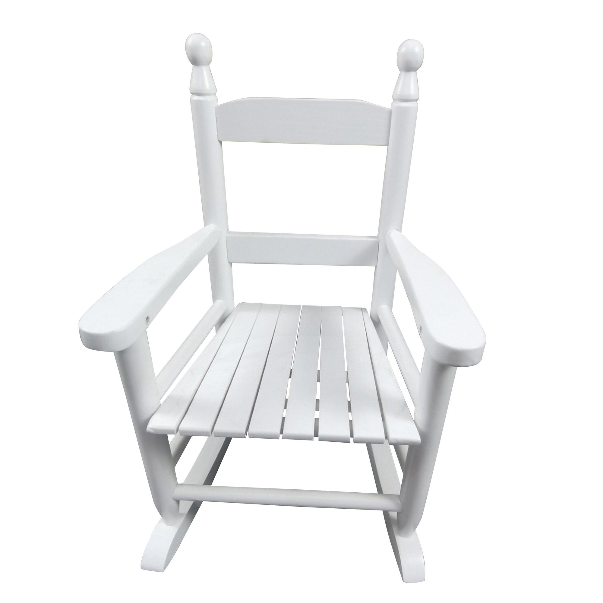 Kids Rocking Chair - White Indoor/Outdoor Durable Wooden Rocker for Children's Room, Nursery, Playroom, Garden & Patio
