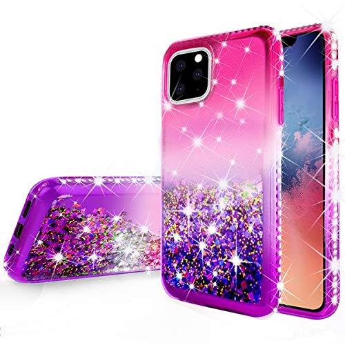 Sparkle Bling Diamond Case for Apple iPhone 13 Pro Max with Tempered Glass Screen Protector - Fashion Protective Cover for Women & Girls (Purple/Pink) - Perfect for Parties, Dating & Everyday Glam