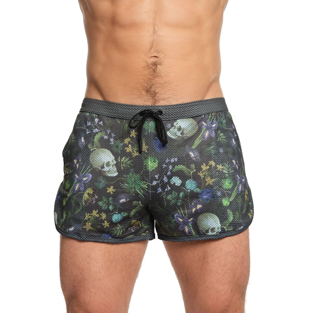 Hand Painted Dutch Floral Mesh Shorts for Women - Green Vintage Boho Summer Shorts | Perfect for Beach Vacations, Music Festivals & Casual Outings