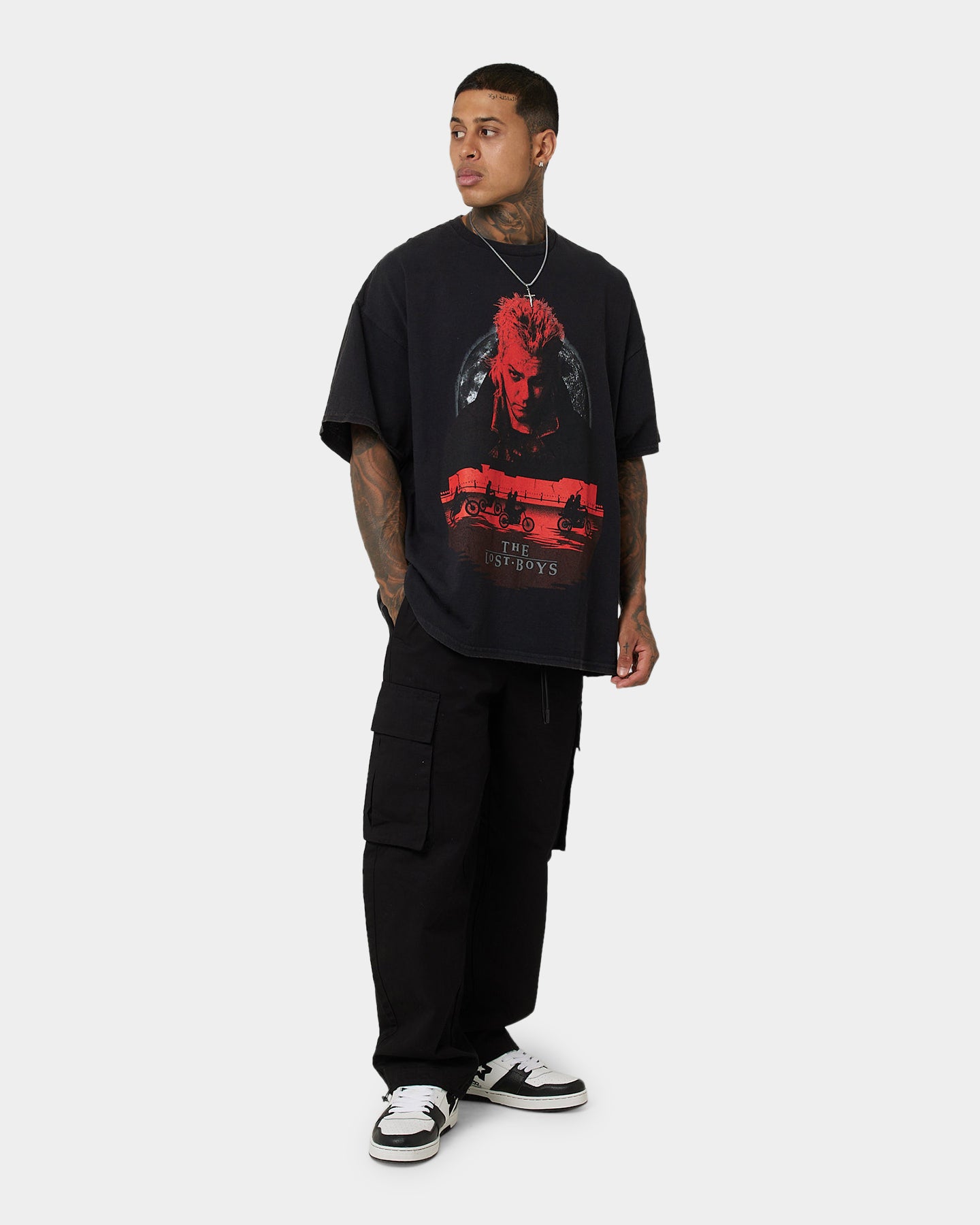 Vintage Lost Boys Moon Graphic T-Shirt - Washed Black Retro Tee for Men & Women - Perfect for Casual Wear, Street Style & 90s Nostalgia Fashion