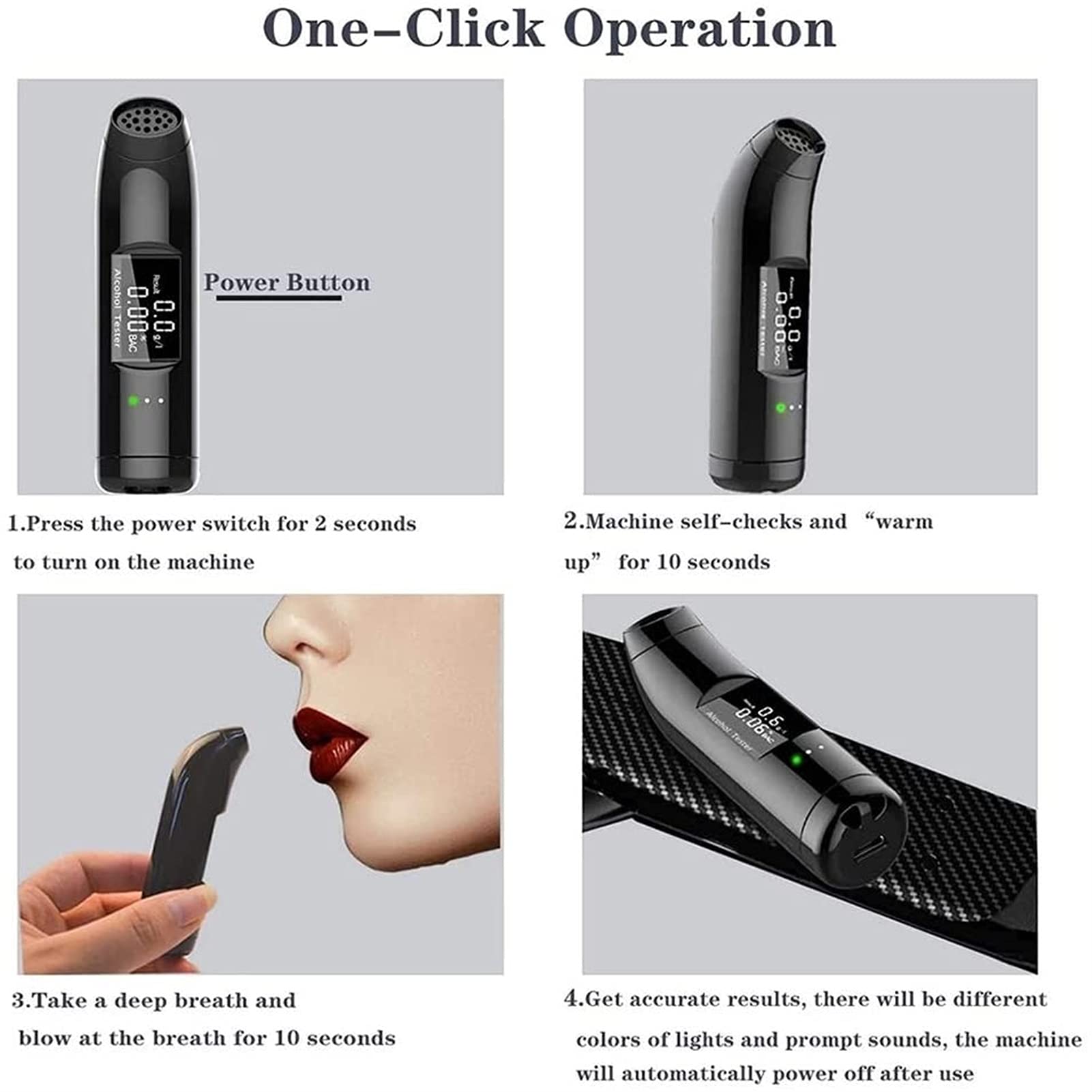 High Precision Alcohol Breathalyzer with Electrochemical Sensor & Digital LCD Display - Portable Home & Car Use for Personal Safety & Workplace Testing
