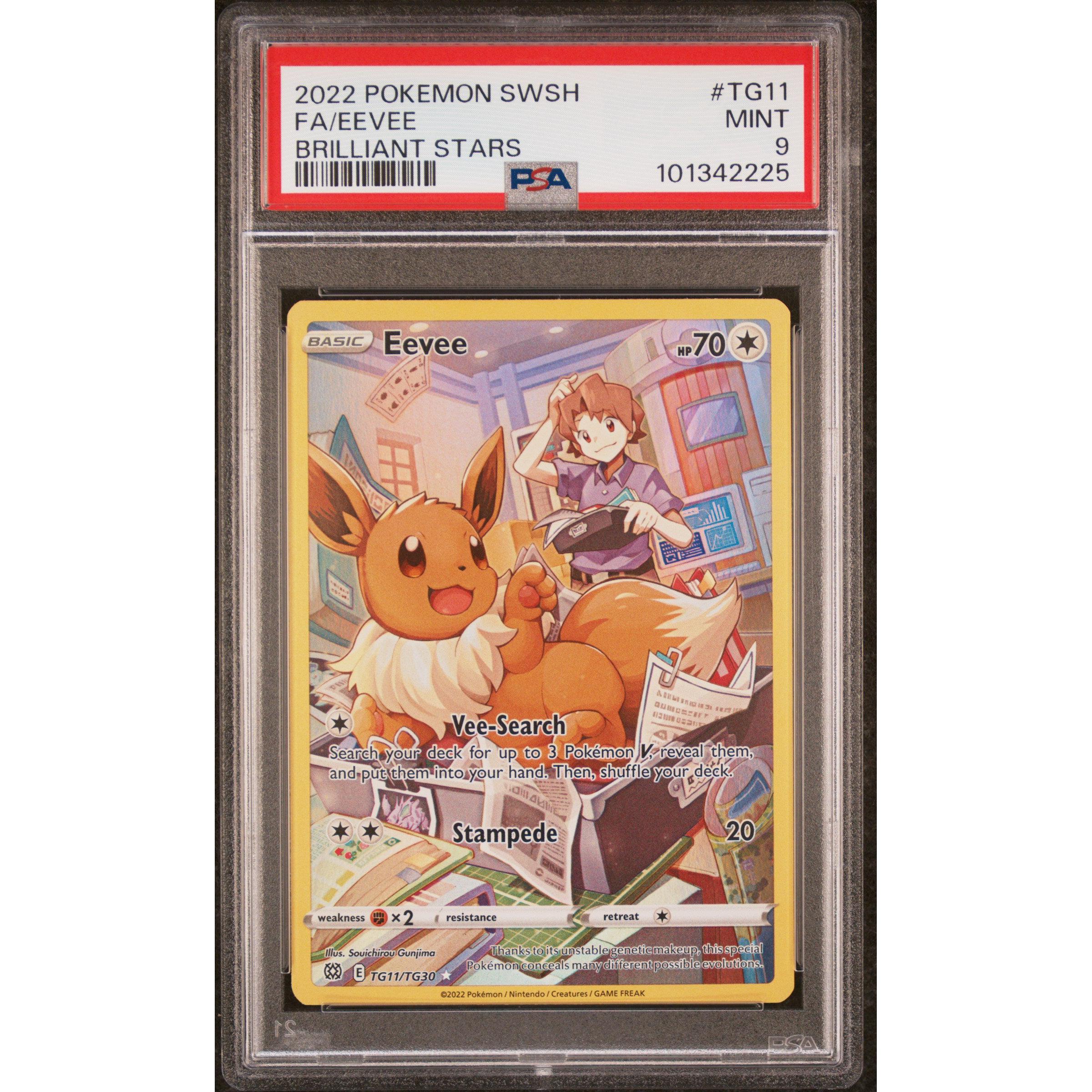 2022 Pokemon Brilliant Stars Eevee TG11/TG30 PSA 9 Graded Card - Rare Collectible for Trading Card Game Players & Pokemon Fans | Perfect for Display, Investment & Battles