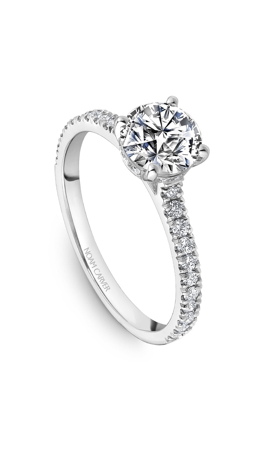 Noam Carver B502 01A Bridal Engagement Ring - 14K White Gold Diamond Wedding Band for Women, Perfect Proposal Gift & Anniversary Jewelry (Ideal for Romantic Proposals, Weddings & Special Occasions)