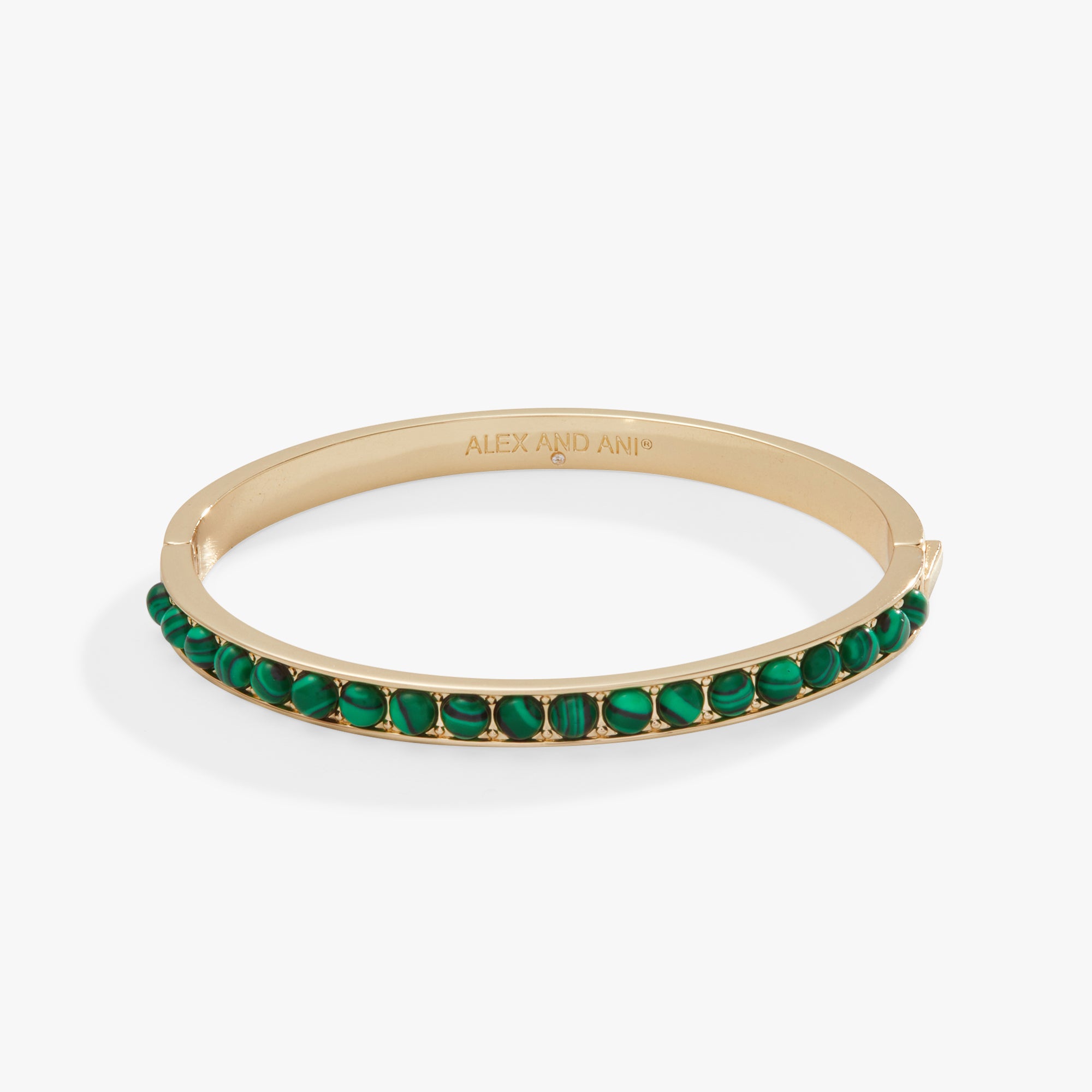 Reconstituted Malachite Gemstone Hinge Bangle Bracelet - Elegant Jewelry for Women, Perfect for Parties, Weddings & Special Occasions