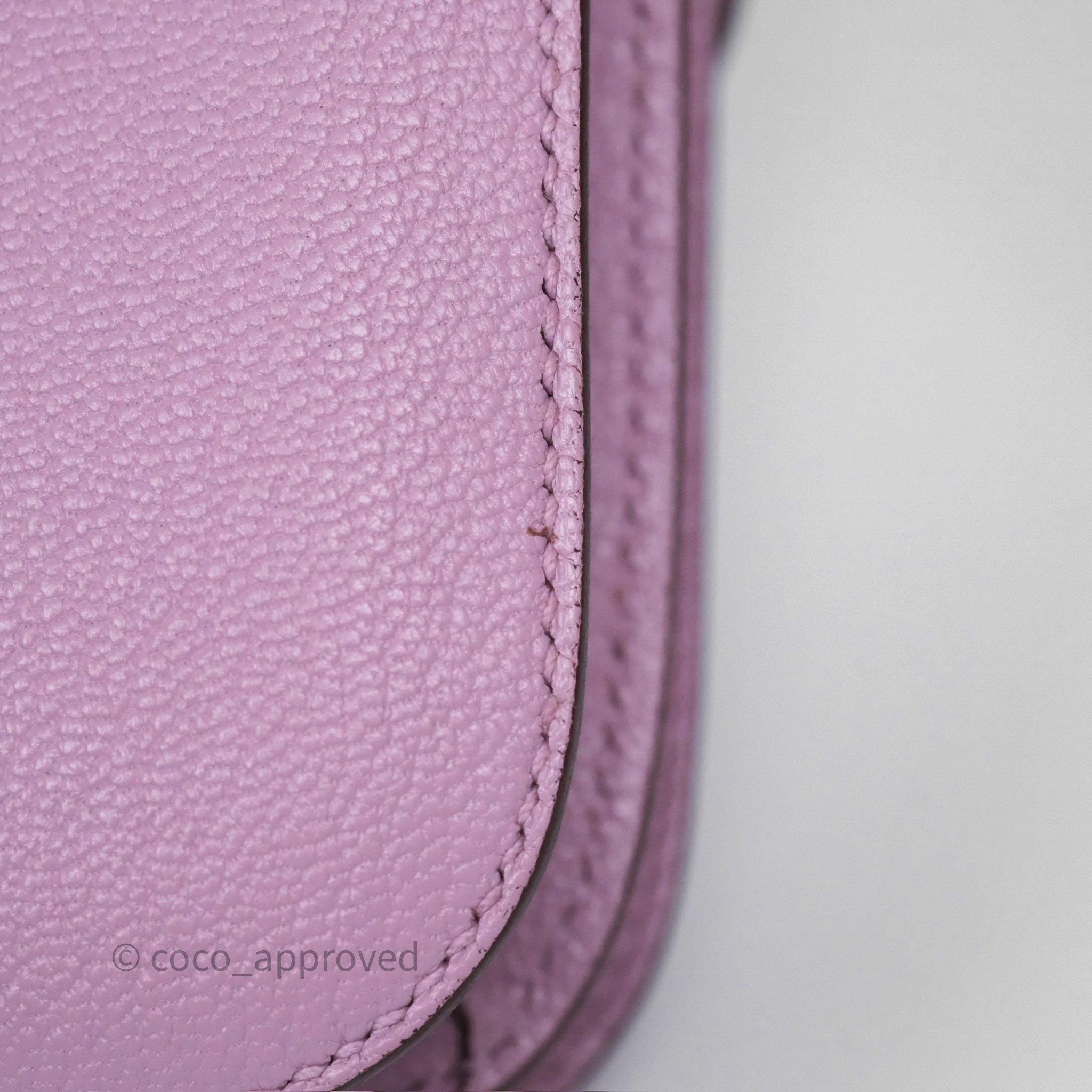 Hermès Constance Mini 18cm Bag in Mauve Sylvestre X9 Chevre Mysore Leather with Palladium Hardware - Luxury Crossbody Purse for Women, Perfect for Date Night & Special Occasions