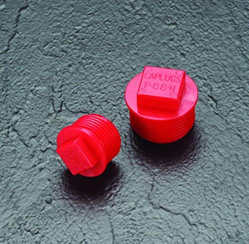 Caplugs P-88H P Series Plastic Threaded Pipe Plugs - 200 Pack Red HD-PE, NPT 1