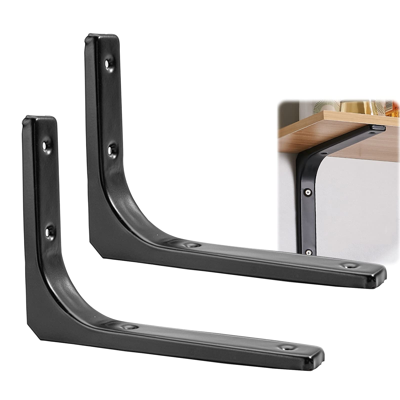 LIGUOYI Heavy Duty Metal Shelf Brackets - 2 Pack Wall Mount L Brackets (6