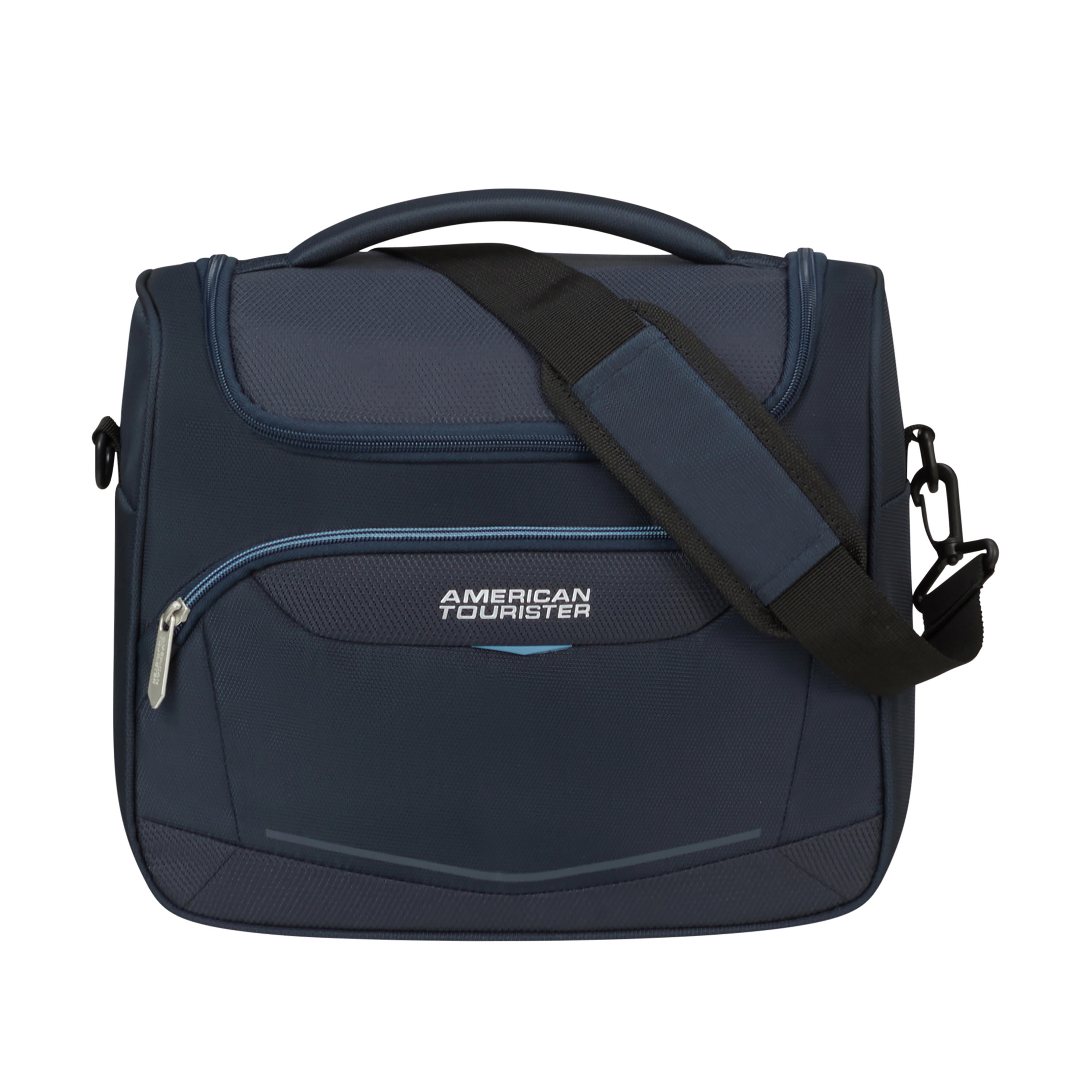 American Tourister Summerride Large Toiletry Bag for Travel - Waterproof Cosmetic Makeup Organizer with Hanging Hook, Perfect for Vacation, Gym & Business Trips (Black)