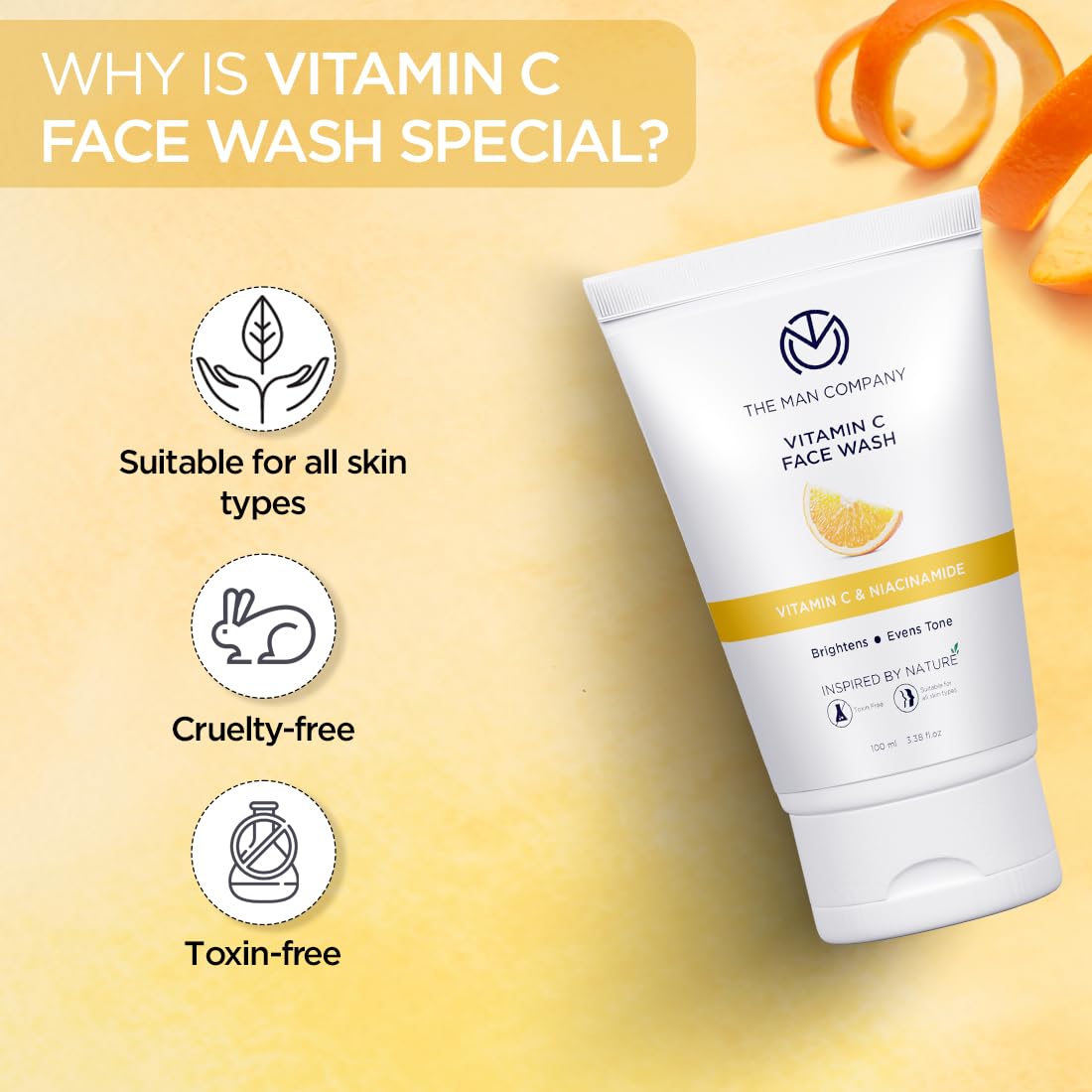 The Man Company Ultimate Vitamin C Face Care Kit with Face Wash & Serum - Boost Collagen, Brighten & Glow for Men - Soft & Supple Skin Care Set (2 Items) - Perfect for Daily Skincare Routine & Gifts
