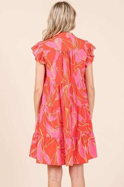 Flowy Ruffle Sleeve Tiered Mini Dress for Women - Summer Beach Vacation, Resort Wear, Boho Chic Outfit for Pool Party & Tropical Getaway