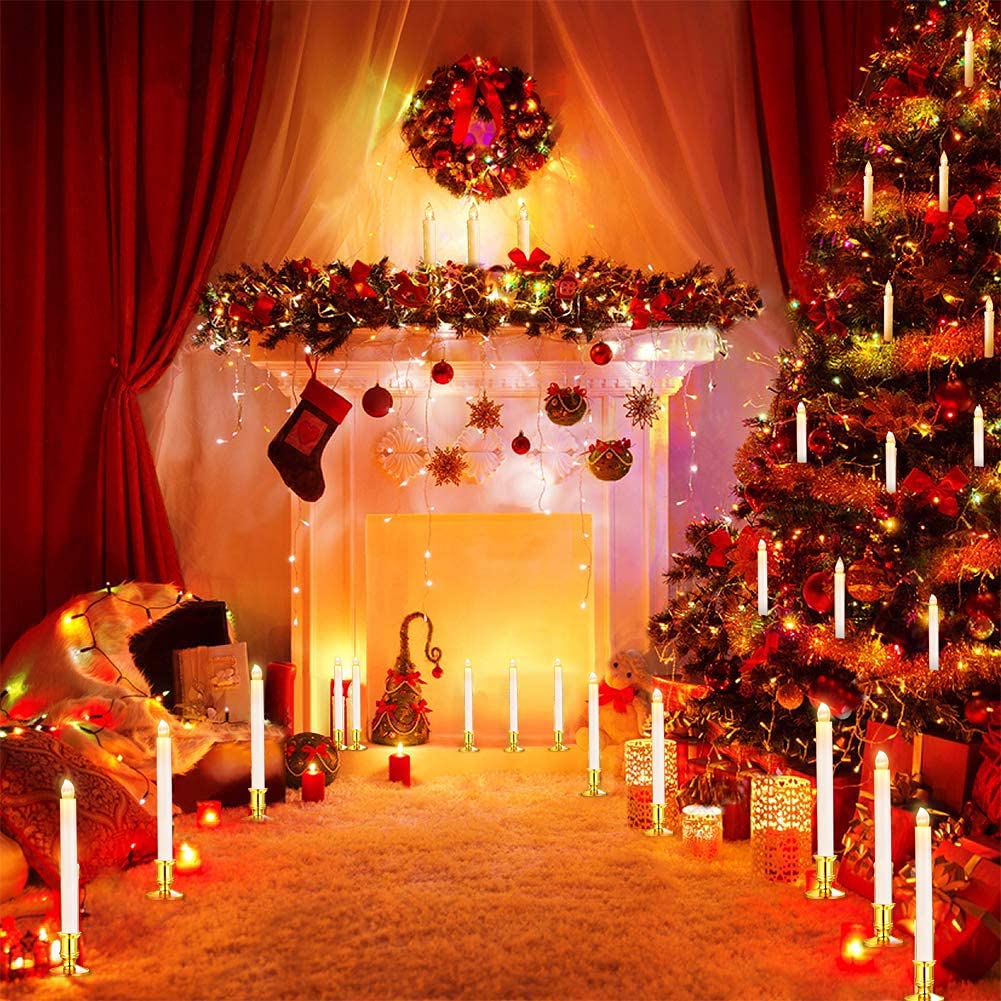 YAUNGEL 8-Pack LED Window Candles with Remote & Timer - Battery Operated Electric Candle Lights for Christmas Decor, Includes Removable Holders & Suction Cups - Perfect for Holiday Windows, Fireplace Mantels & Seasonal Home Decor