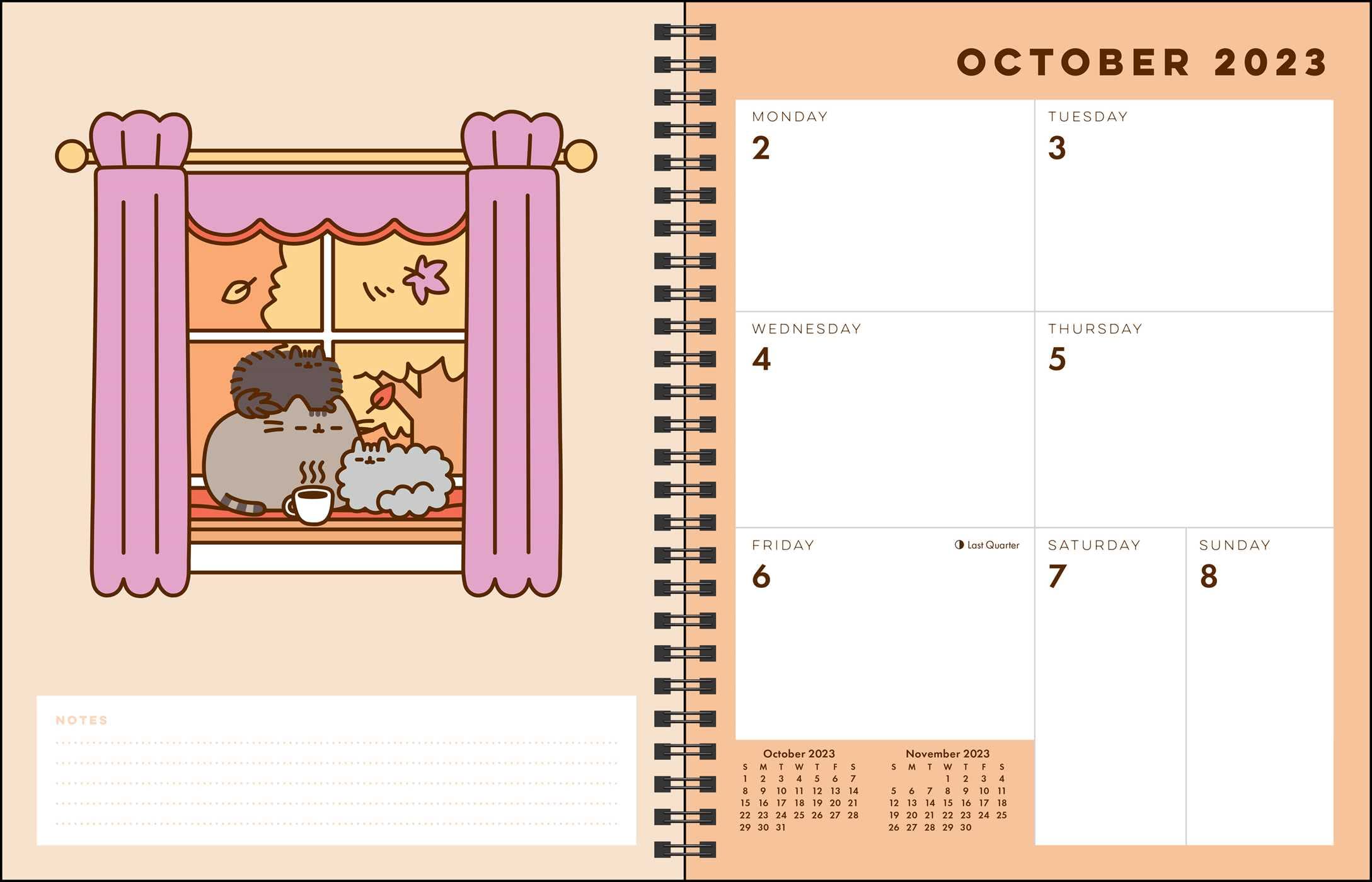 Pusheen 16-Month 2023-2024 Weekly & Monthly Planner Calendar - Cute Cat Organizer for School, Office & Home Use