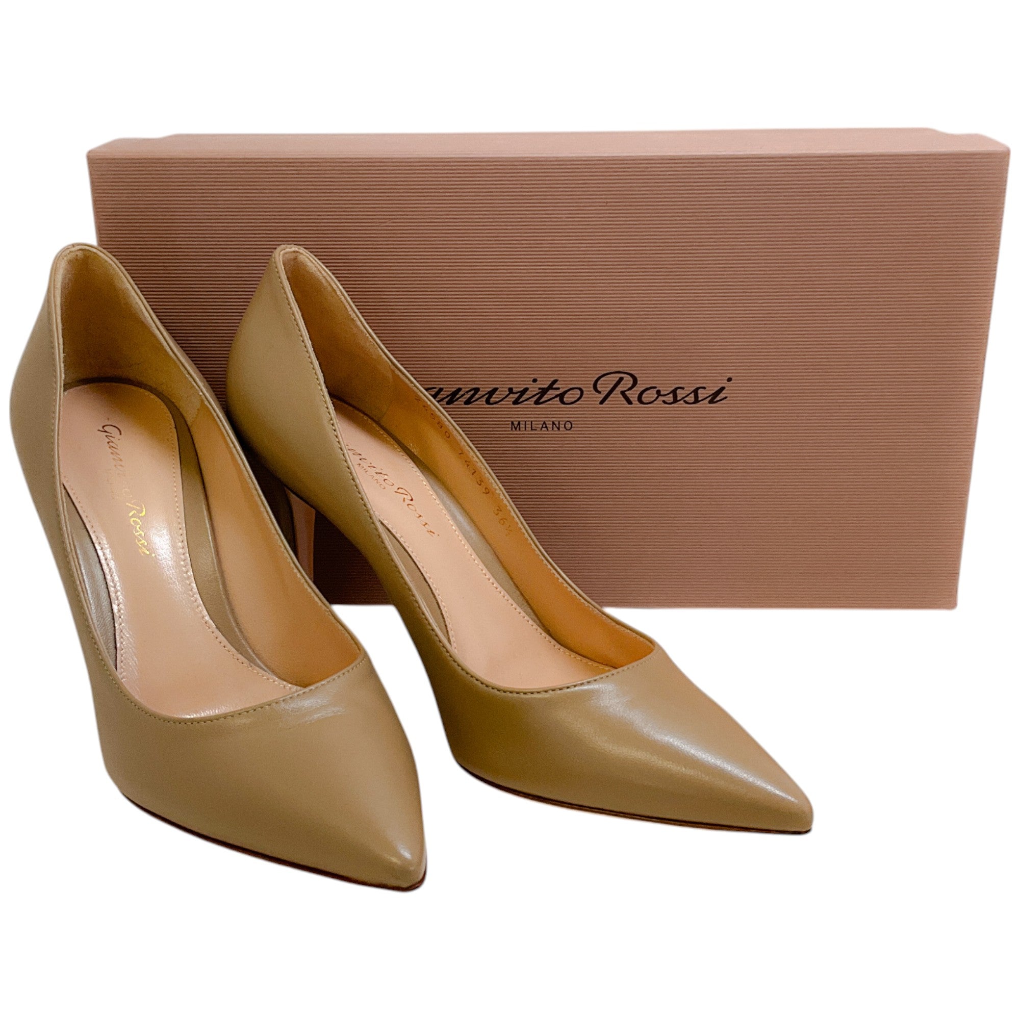Gianvito Rossi Bisque Leather Gianvito 55 Pumps - Women's Luxury High Heel Shoes for Party, Wedding & Evening Events