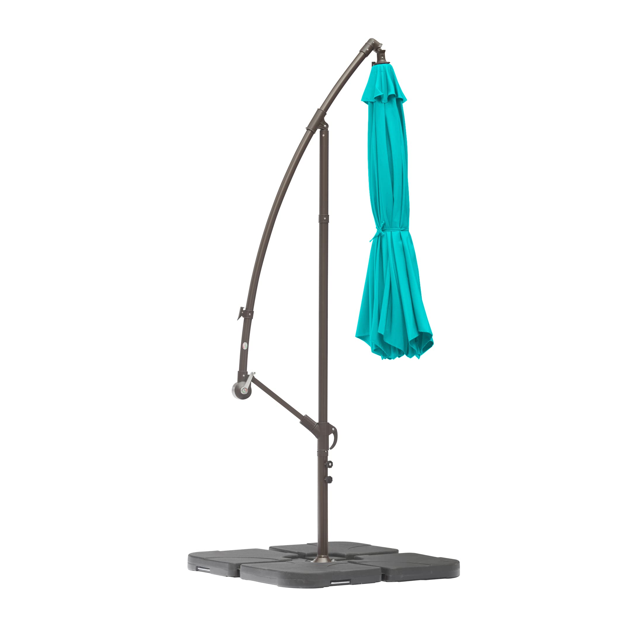 10ft Outdoor Patio Cantilever Umbrella with Stand & Weighted Base - 3-Piece Hanging Shade Kit for Garden, Poolside, and Backyard Relaxation