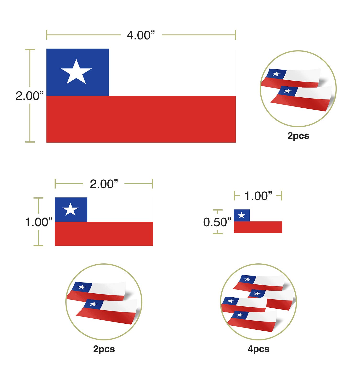 Desert Cactus Chile Country Flag Sticker Pack - 8 Vinyl Decals for Scrapbooking, Car Windows, Laptops & Bumpers - Variety Sizes for Kids & Adults - Perfect for Travel, Home Decor & DIY Crafts