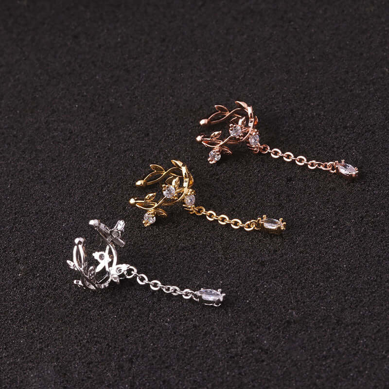 18K Gold Plated No Piercing Ear Cuff with Diamonds - Elegant Clip-On Earrings for Women | Perfect for Parties, Weddings & Everyday Wear | HSPJ19123