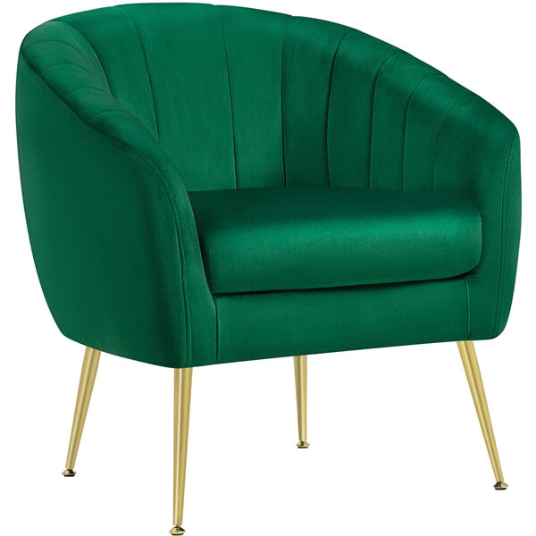 Yaheetech Velvet Accent Chair - Modern Upholstered Armchair with Solid Wood Legs for Living Room, Bedroom & Office - Comfortable Lounge Chair for Relaxing & Reading