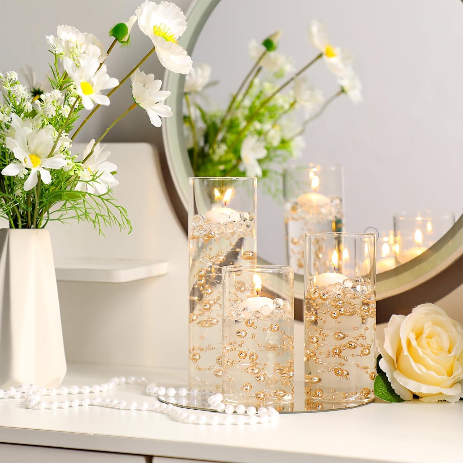 54 Pcs Clear Glass Cylinder Vases - 5,6,8,10 Inch Tall Flower Vases for Centerpieces, Hurricane Candle Holders - Bulk Wedding, Home Decor (2.5