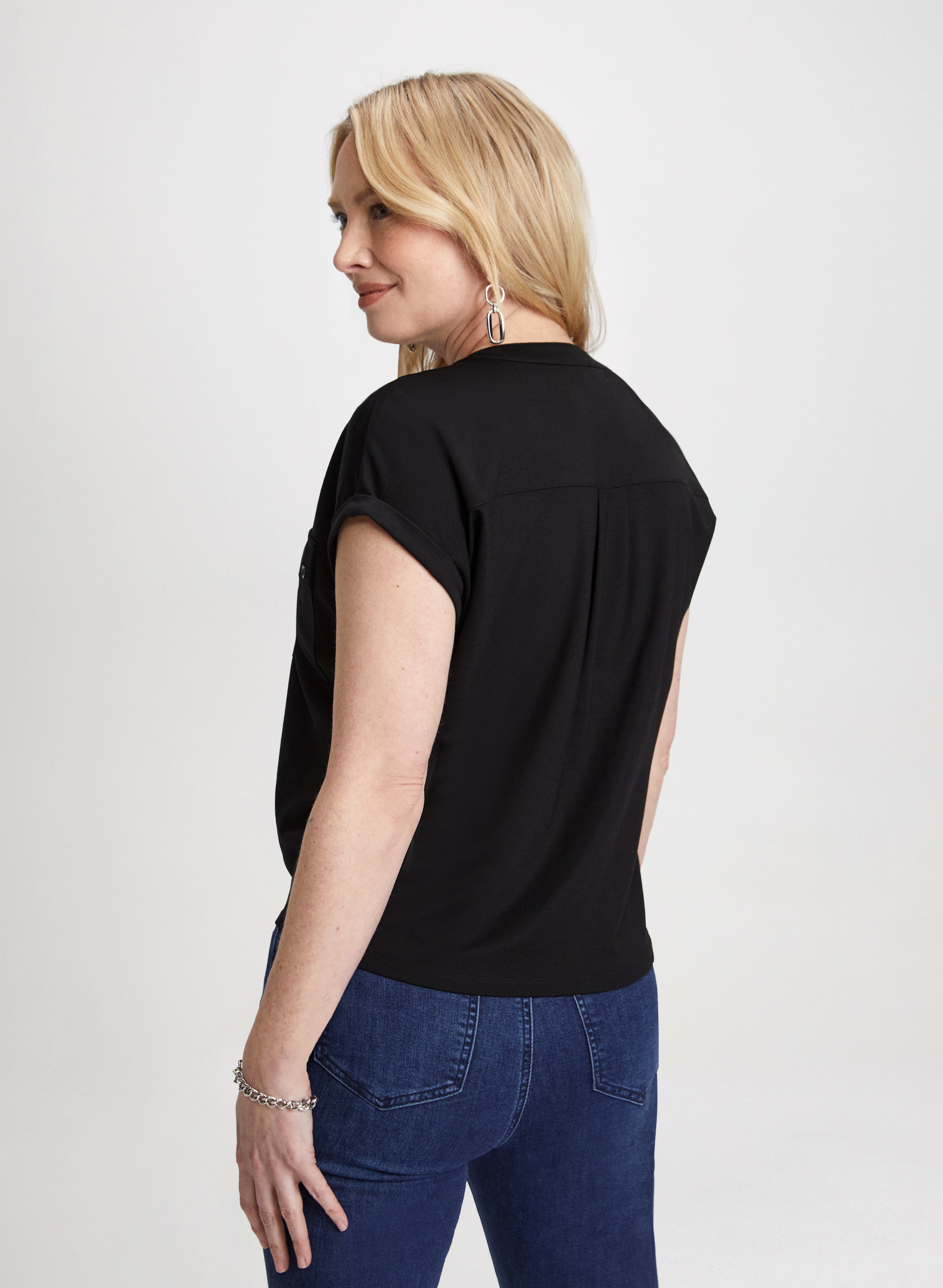 Flap Pocket Detail Women's Tops - Stylish Casual Shirt for Everyday Wear | Perfect for Office, Outings & Date Nights