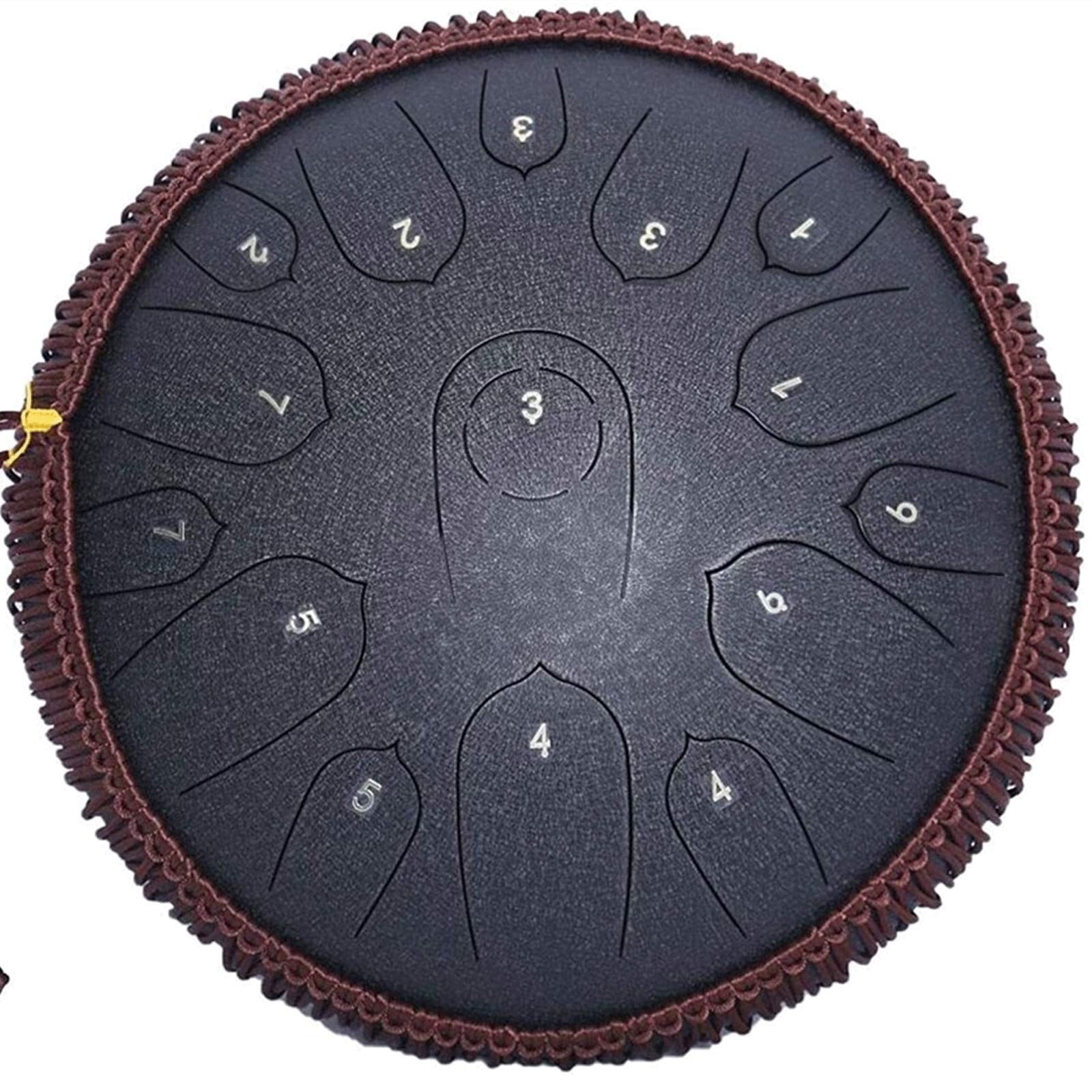 14 Inch Steel Tongue Drum in D Major - 15 Note Hand Pan Tank Drum with Padded Travel Bag, Mallets & Accessories | Perfect for Meditation, Music Therapy, Yoga & Sound Healing Sessions