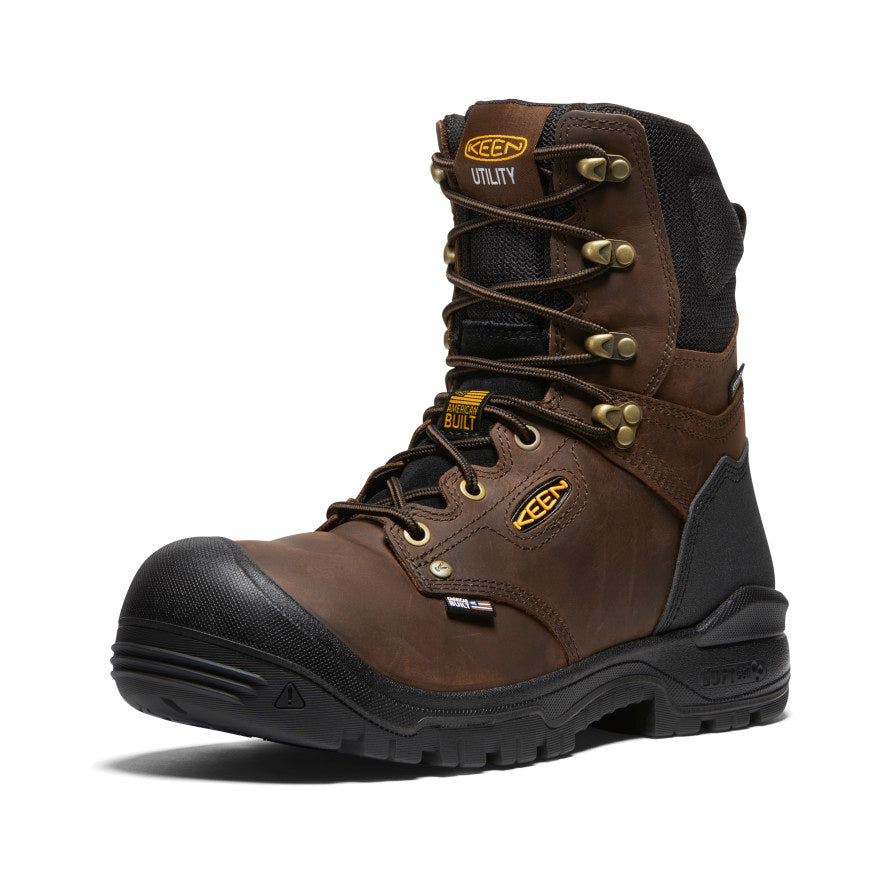 Men's Independence 8 Waterproof Work Boots (Soft Toe) - Dark Earth/Black - Durable Slip-Resistant Safety Shoes for Construction, Hiking & Outdoor Work