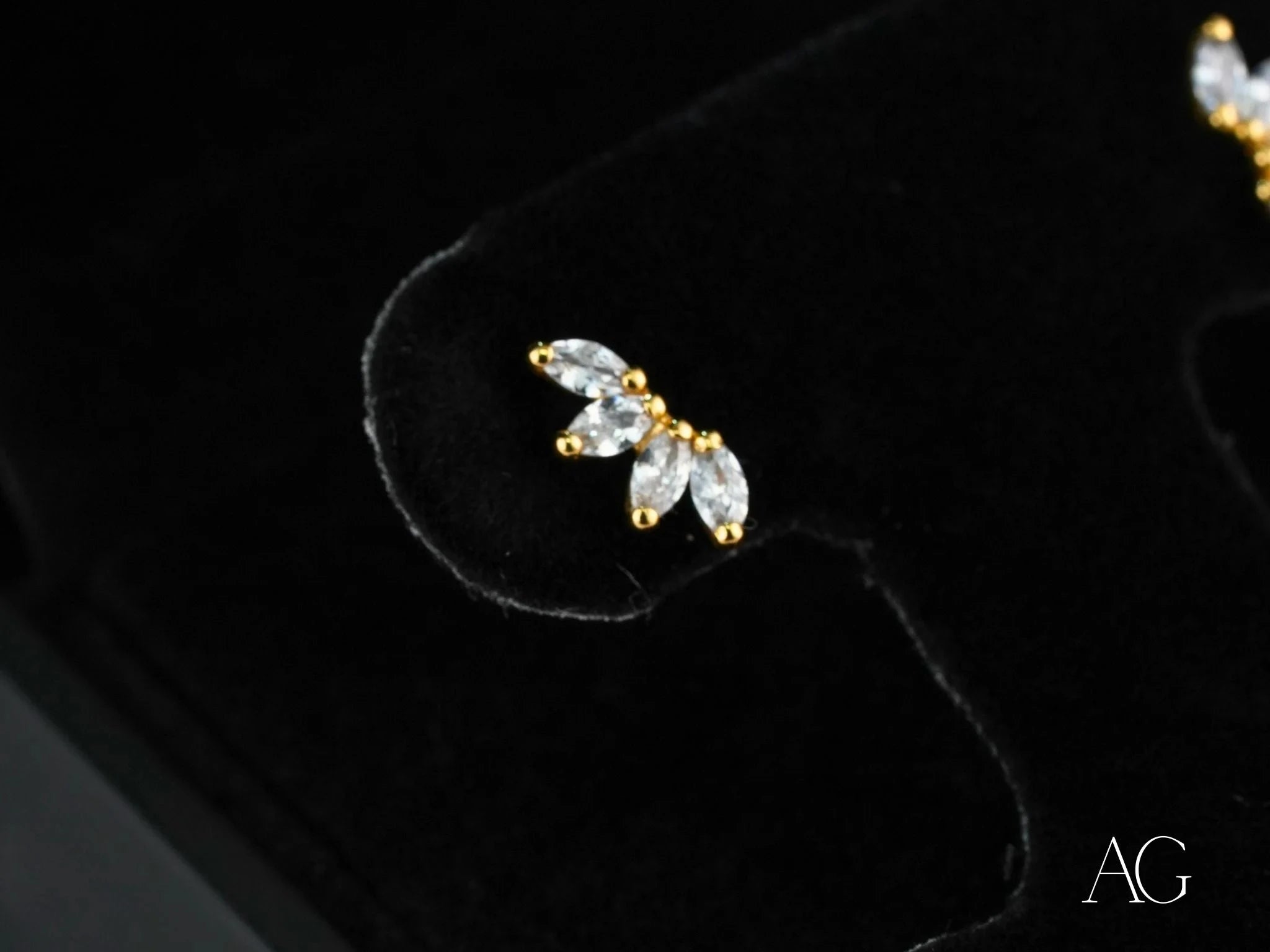 18k Gold CZ Marquise Stud Earrings - Sparkling Diamond-Like Stud Earrings for Women, Perfect for Wedding, Anniversary & Everyday Elegance