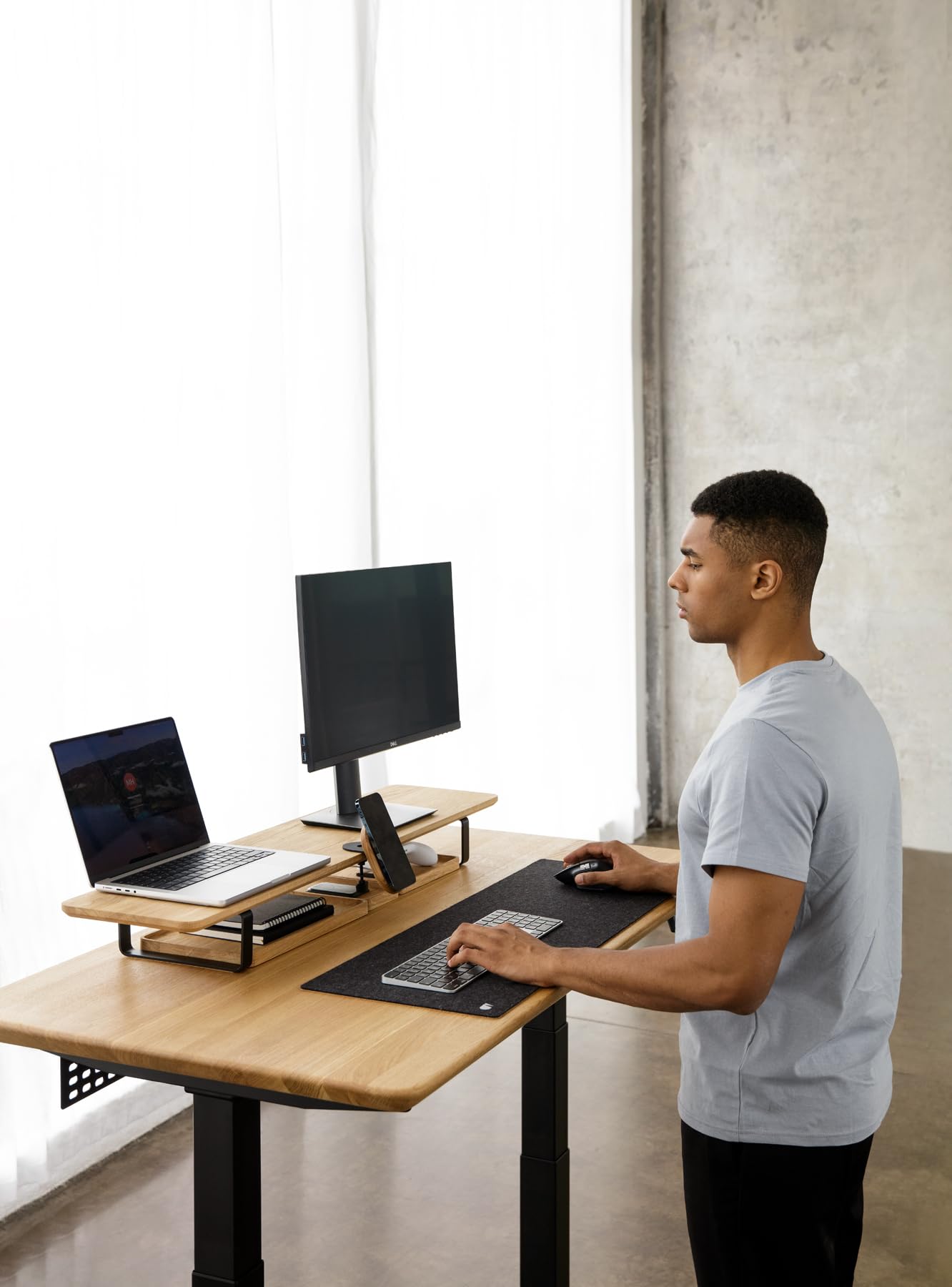 Oakywood Dual Monitor Stand - Handmade in EU - Natural Wood Monitor Riser for Desk - Laptop & Computer Accessories - 220 lbs (100 kg) Capacity - 41.3