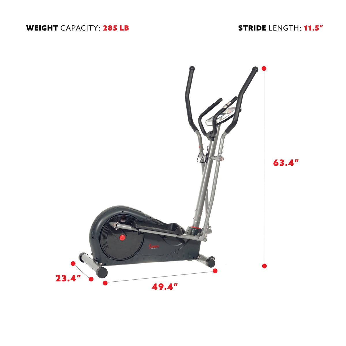Magnetic Elliptical Trainer Machine - 12 Pre-Programmed Workouts for Home Gym Cardio Exercise | Perfect for Small Spaces & Full-Body Workout